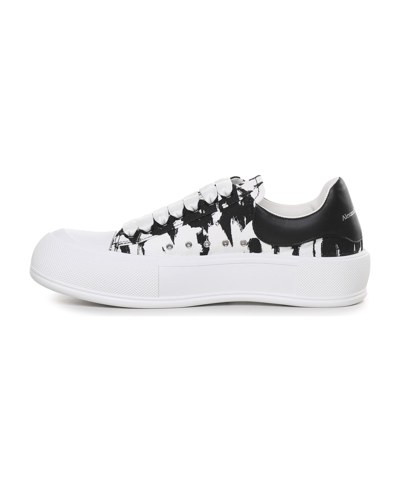 Alexander McQueen Sneakers Deck Plimsoll In Calfskin - White, black