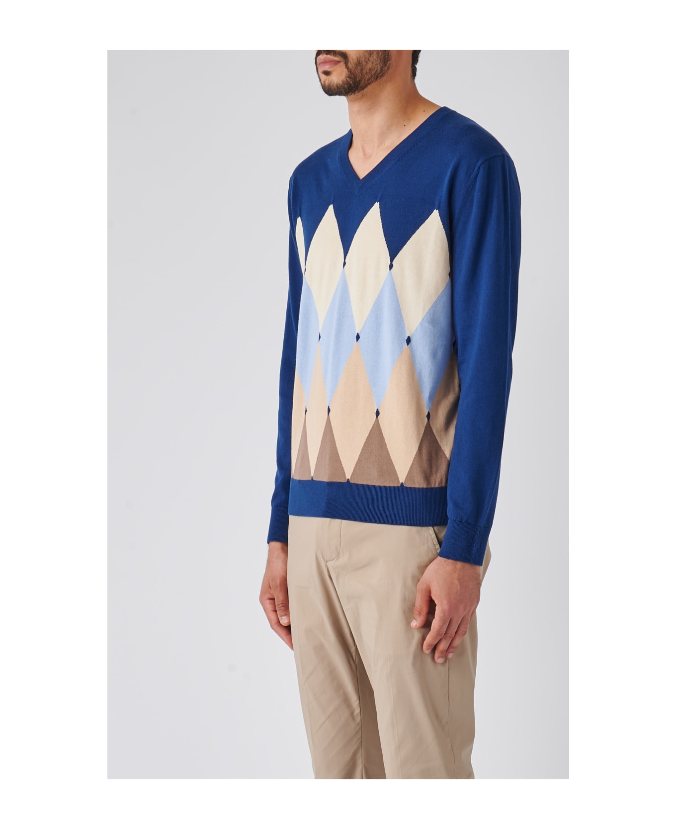 Ballantyne V Neck Pullover Sweater - BLU ROYAL