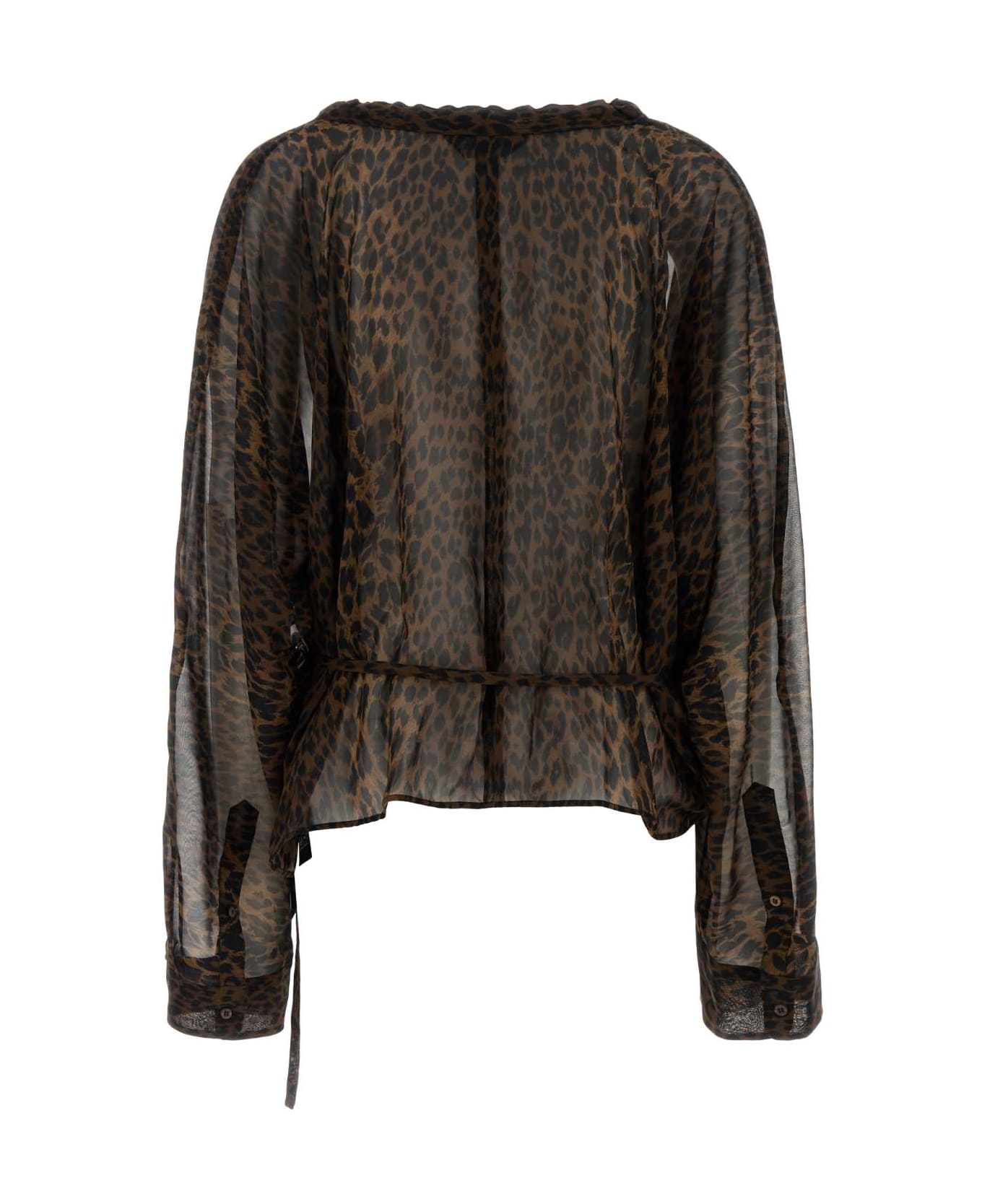 Balenciaga Printed Georgette Blouse - BROWN