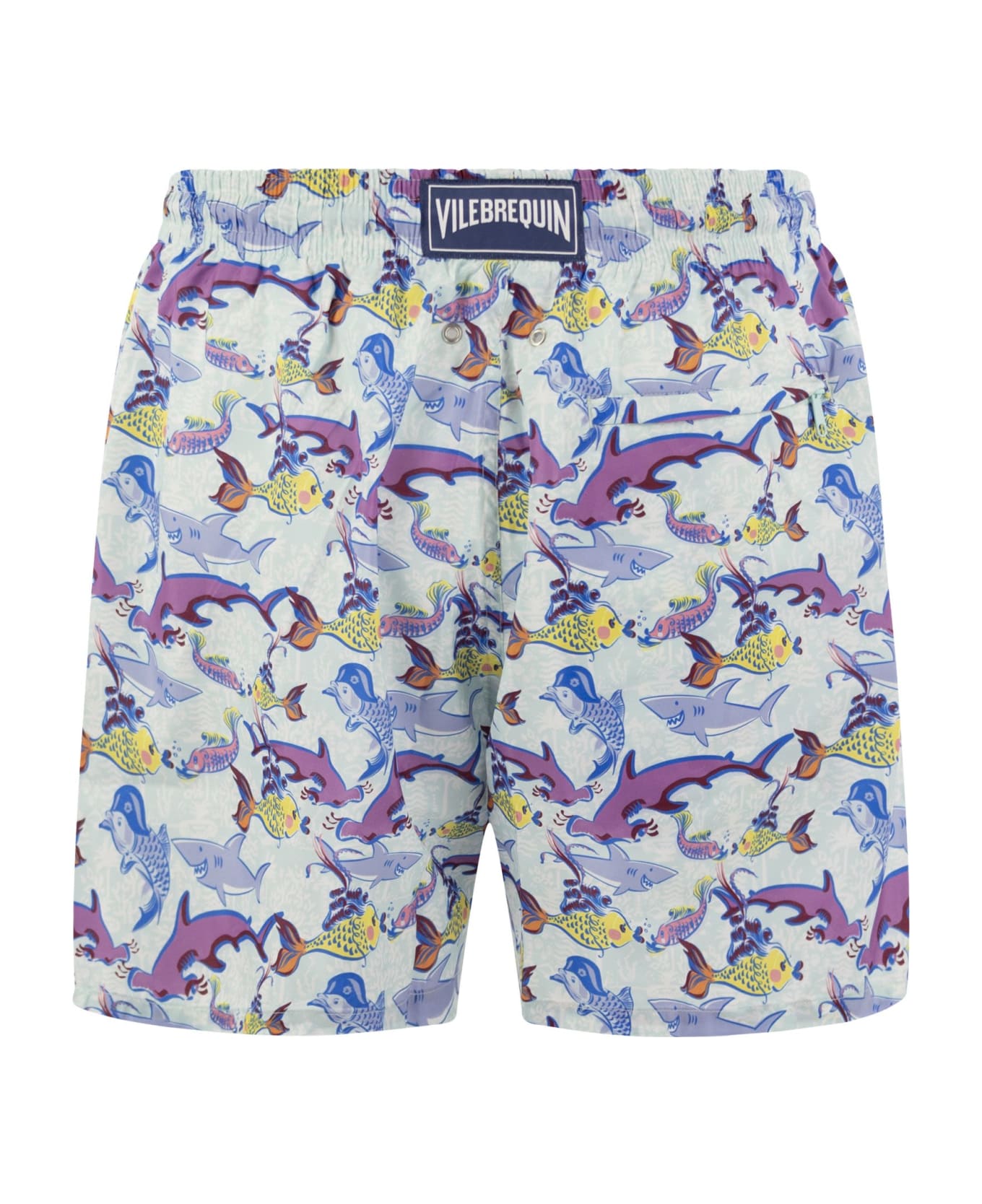 Vilebrequin Ultralight, Foldable Beach Shorts With Print - Light Blue