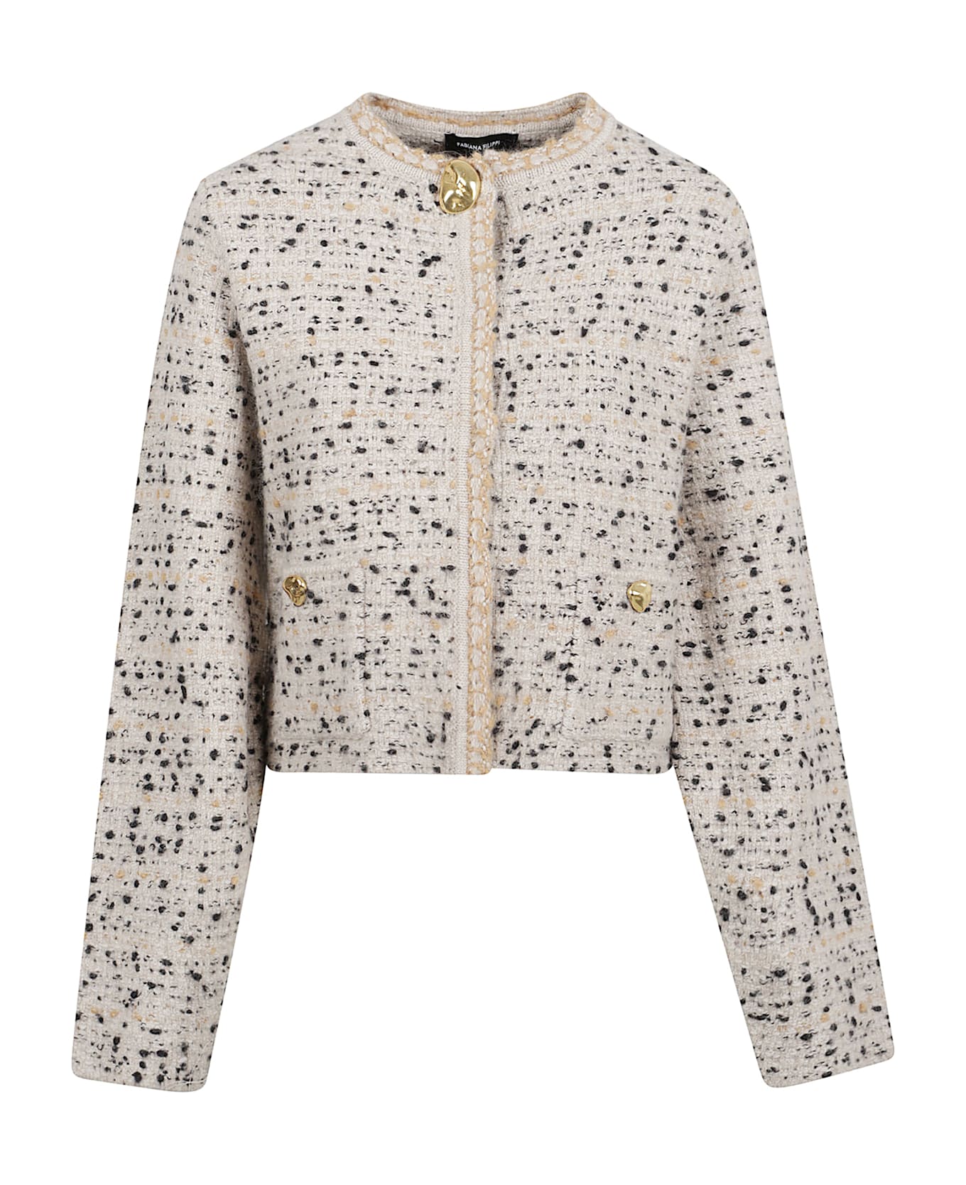 Fabiana Filippi Tweed Gold-button Jacket - ACERO/NERO