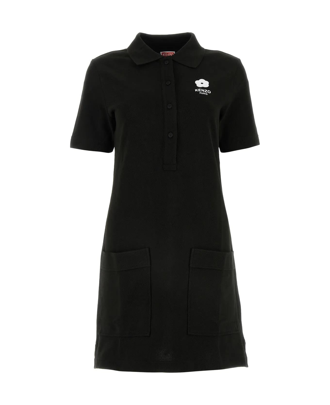 Kenzo Black Piquet Polo Dress - Noir