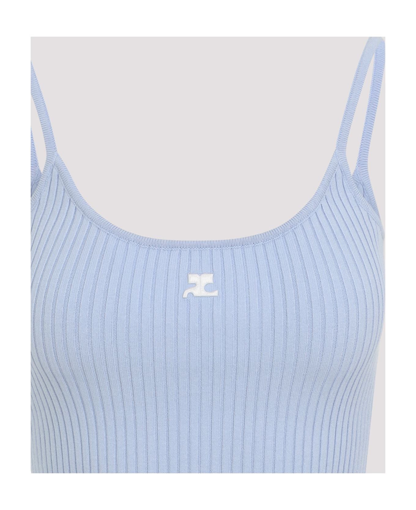Courrèges Rib Knit Tank Top - Pastel Blue