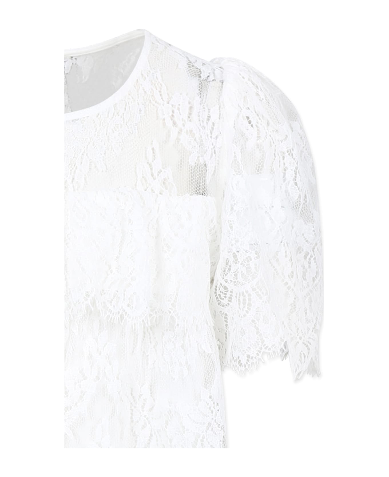 Chloé White Dress For Girl With Lace - White
