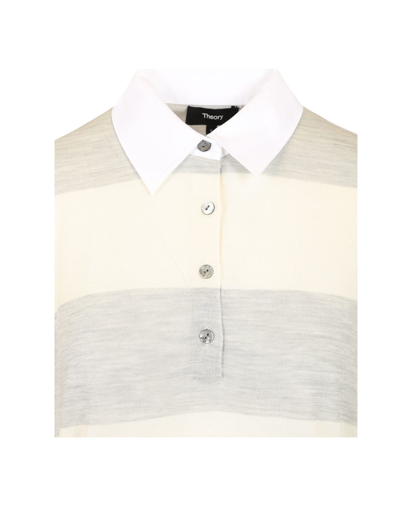 Theory Striped Polo - Grey