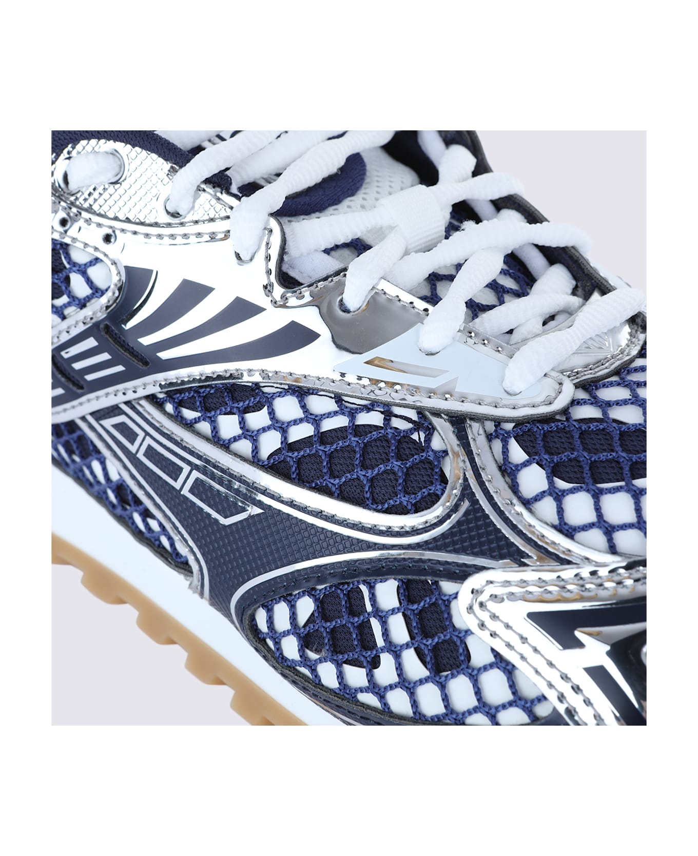 Bottega Veneta Blue And Silver Orbit Sneakers - ABYSS-SILVER