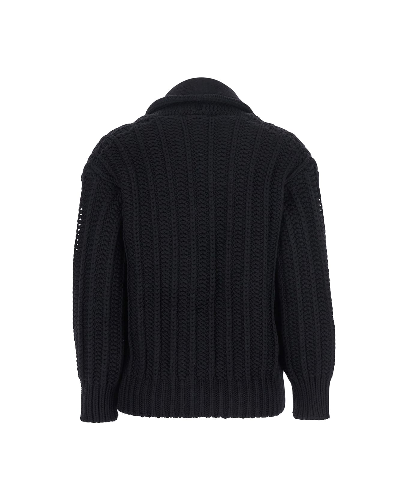 Dolce 
Gabbana Black Cardigan With Wide Neckline On The Front In Virgin Wool Woman - Black
