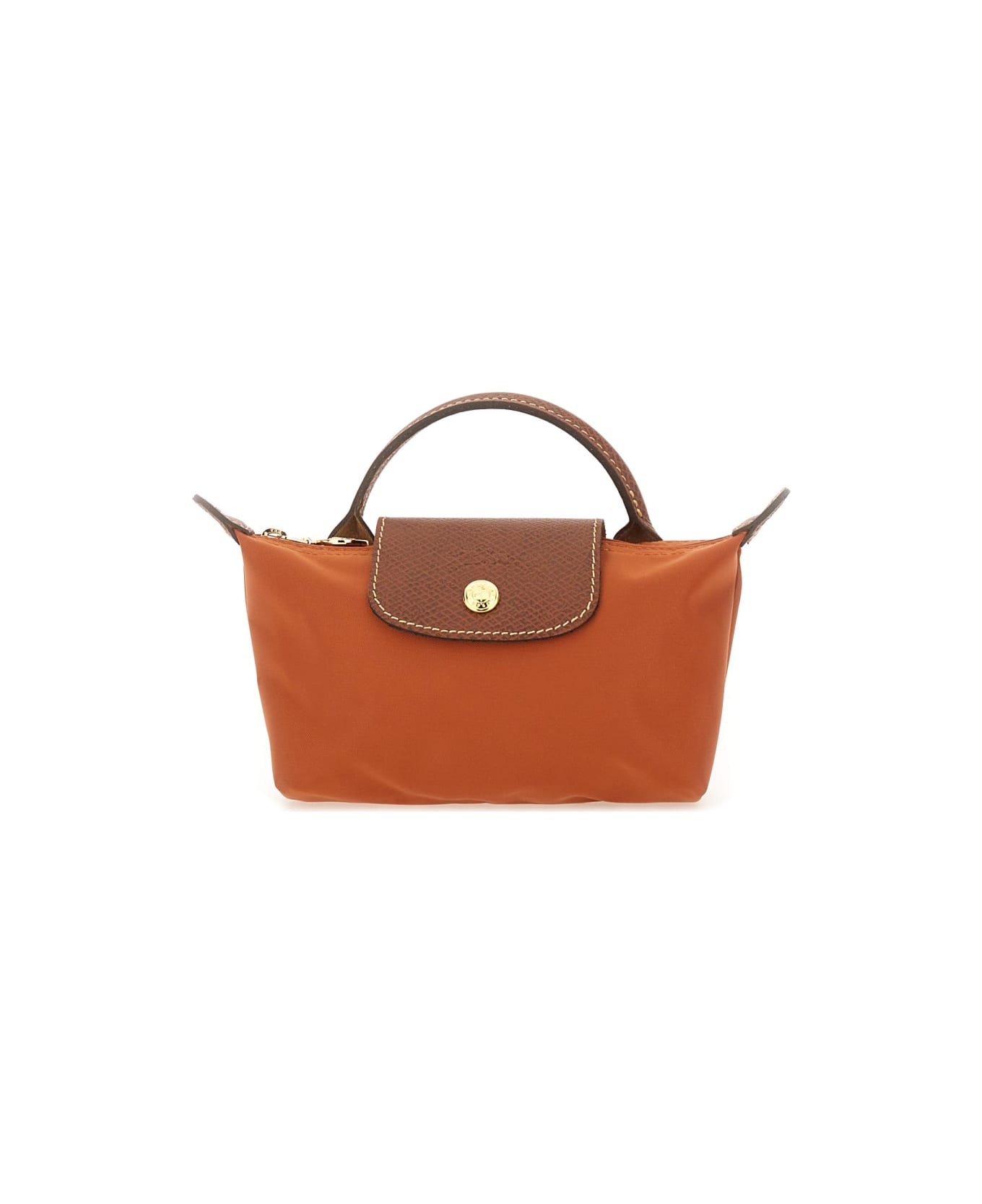 Longchamp "le Pliage" Clutch Bag With Handle - ORANGE