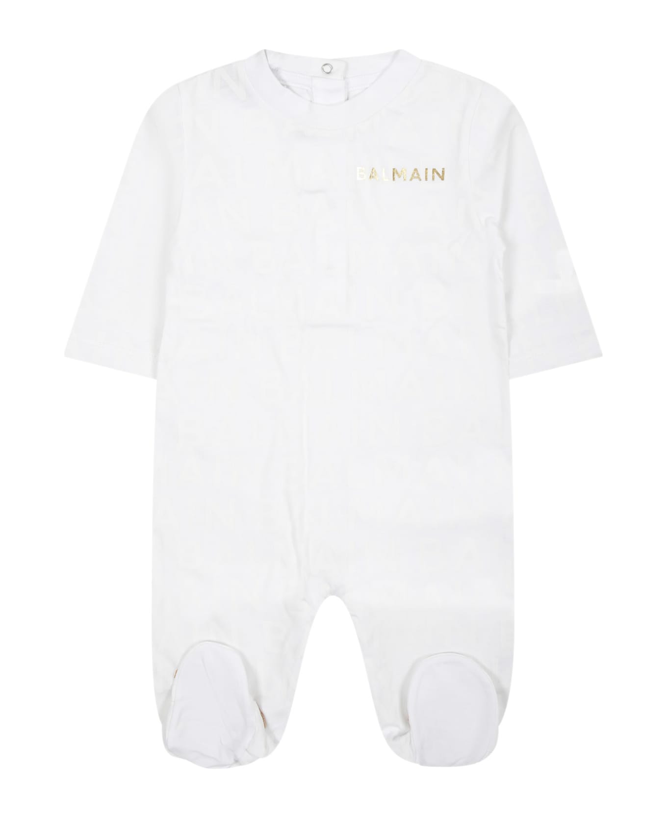 Balmain KIDS White Set For Baby Girl With Logo - White