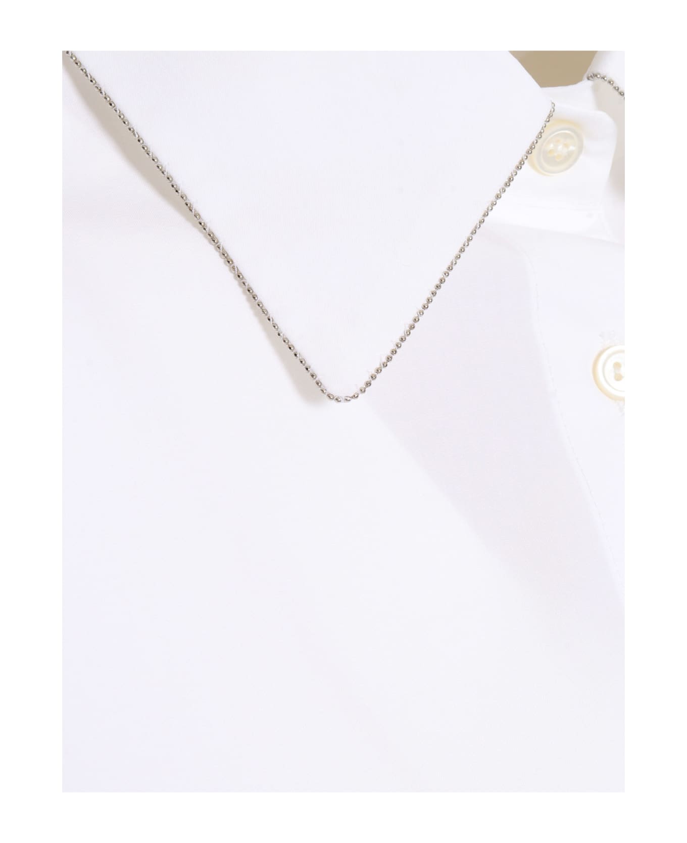 Fabiana Filippi Poplin Basic Shirt With Filo Diamante - WHITE
