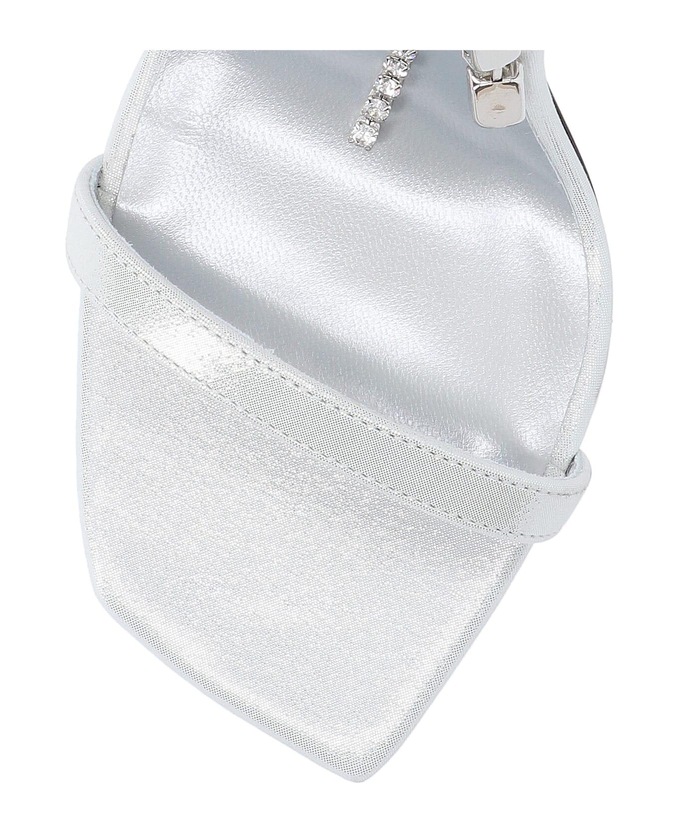 Jimmy Choo Slingback Sandals With Rhinestones "verity 100" - Silver