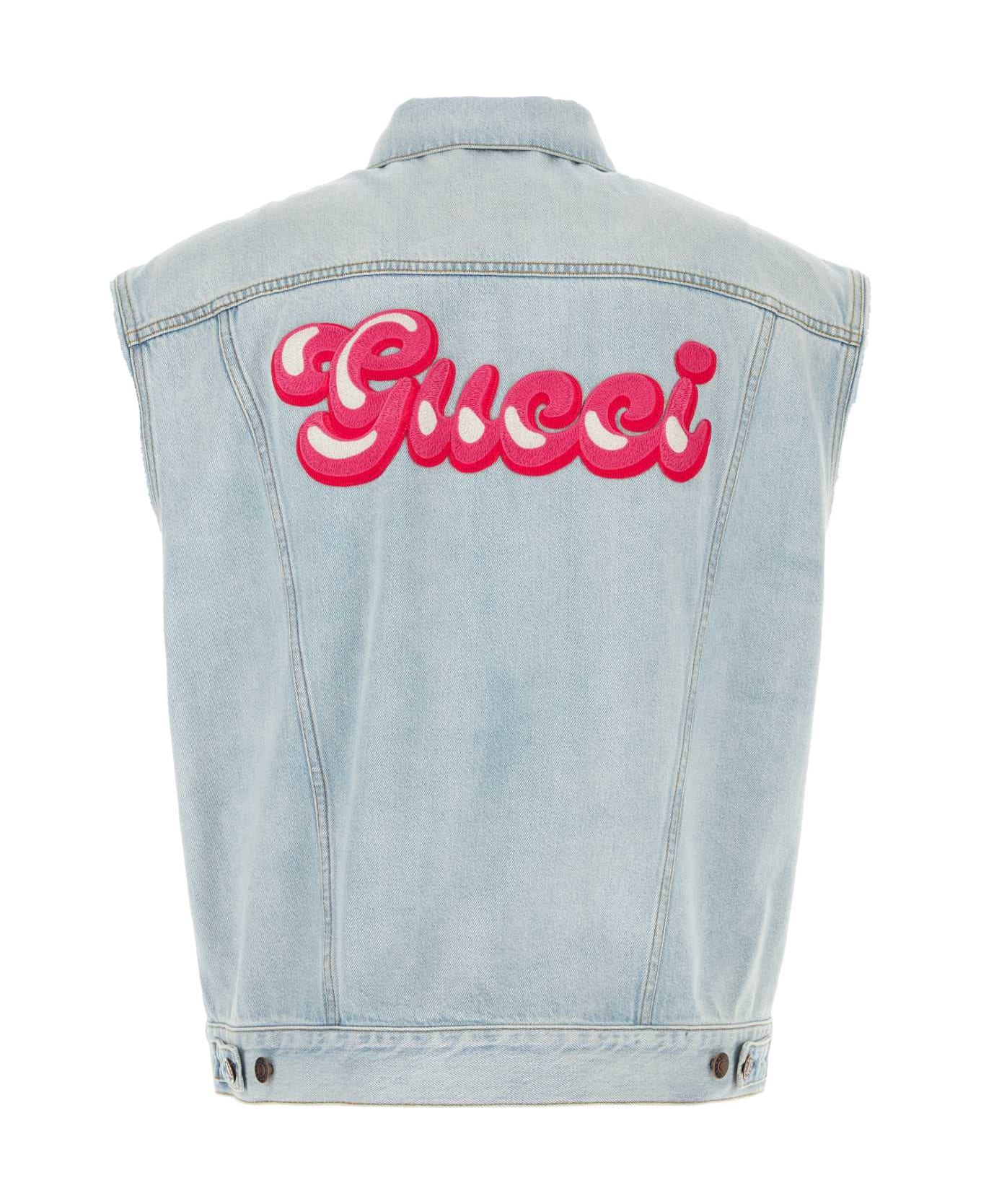 Gucci Denim Sleeveless Jacket - Blue ベスト