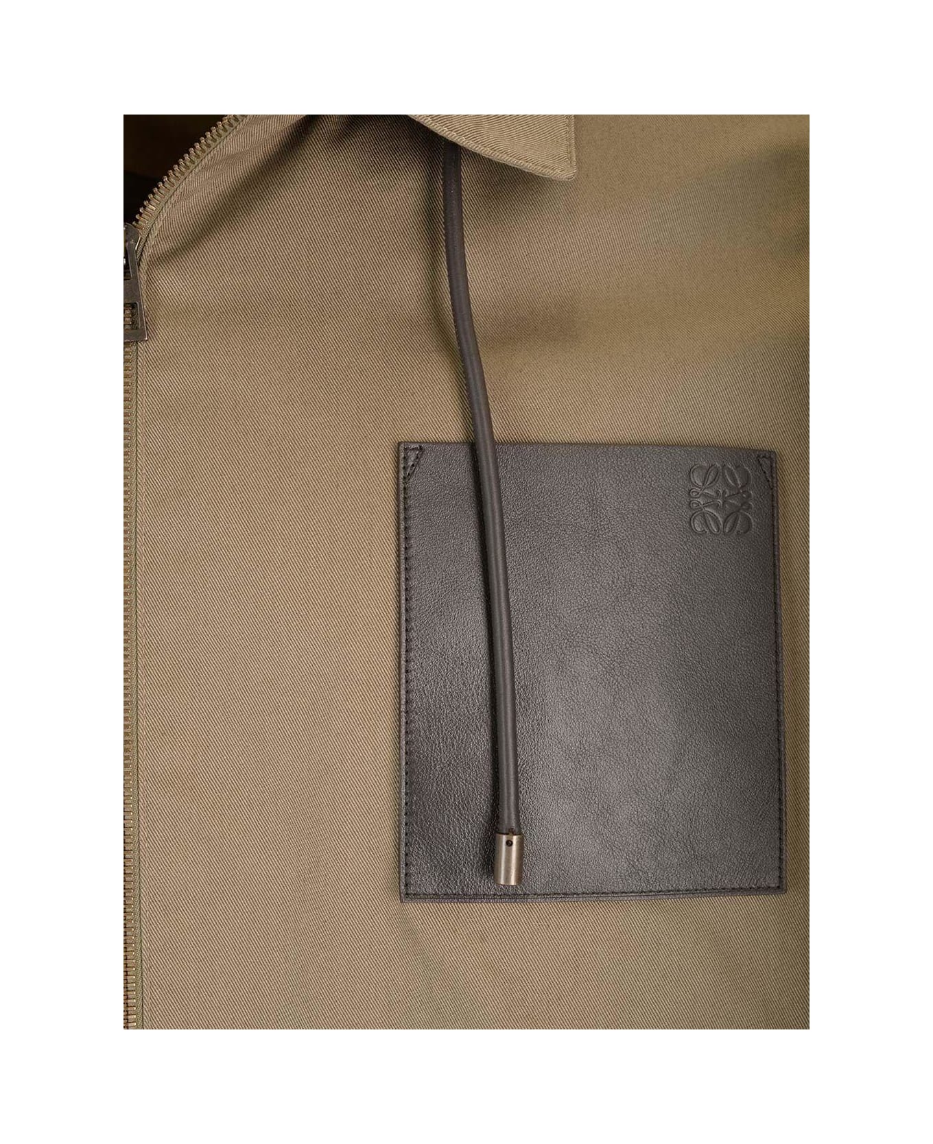 Loewe Zip-up Hooded Jacket - Khaki brown