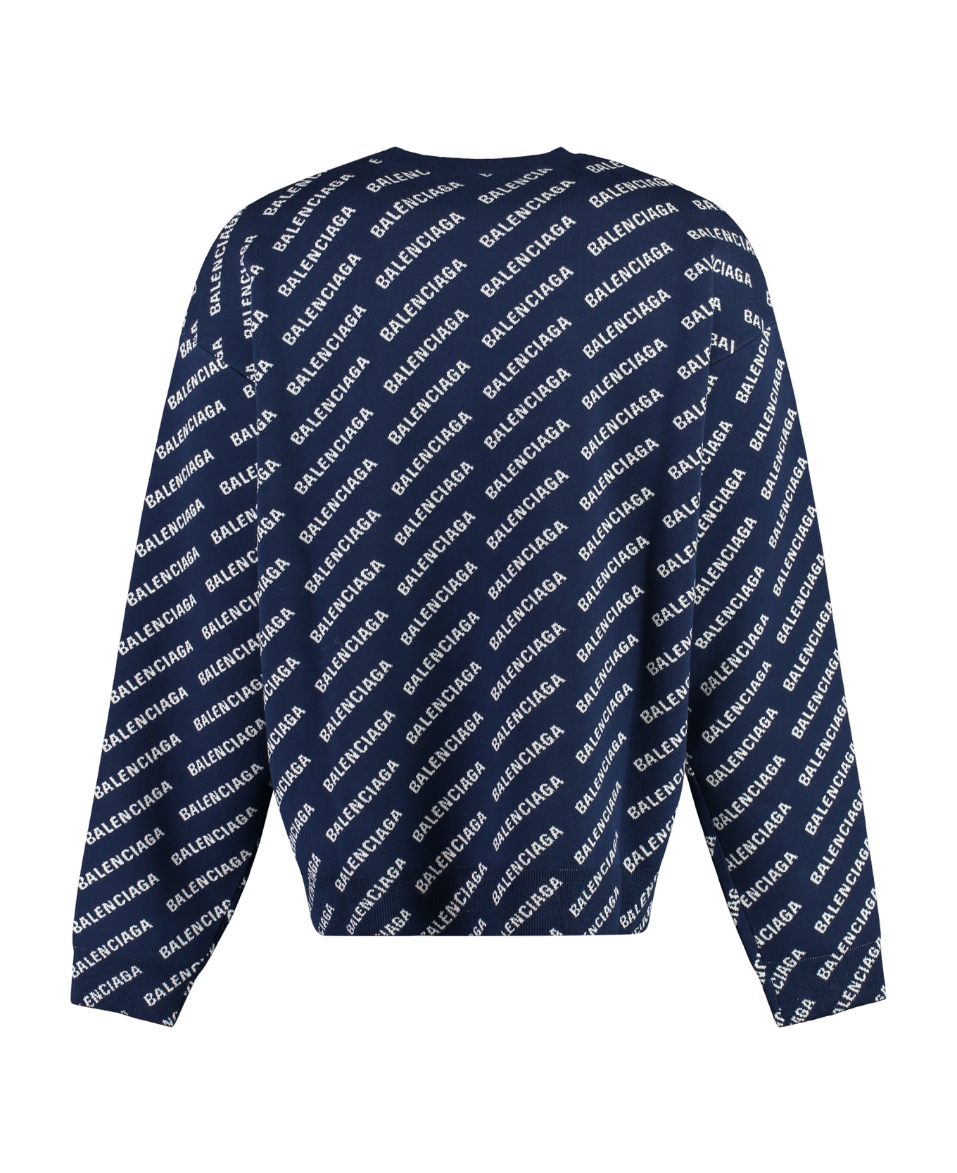 Balenciaga Long Sleeve Crew-neck Sweater - Blue