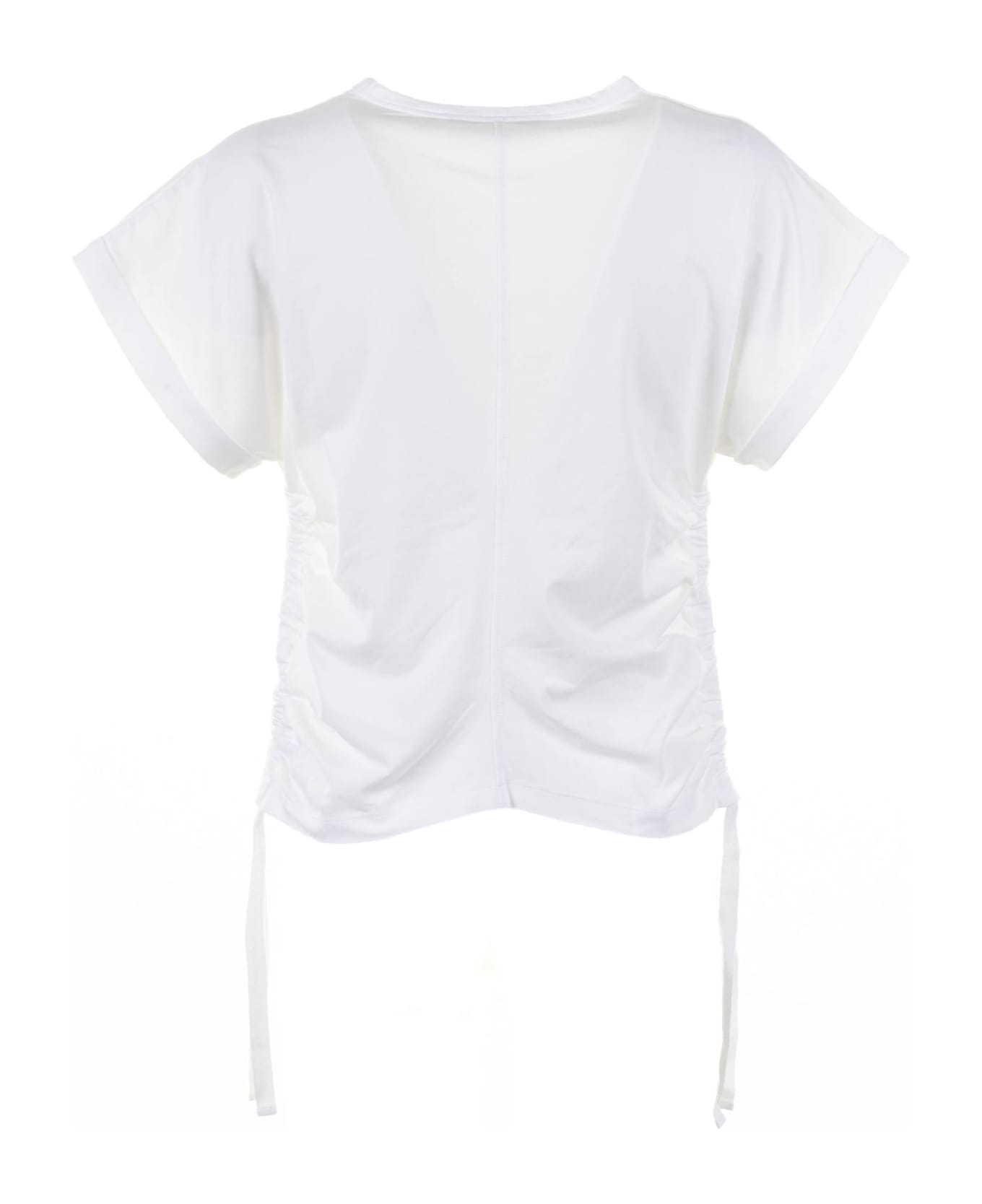 19.70 Nineteen Seventy T-shirt Whit Adjustable Side Gathering - BIANCO