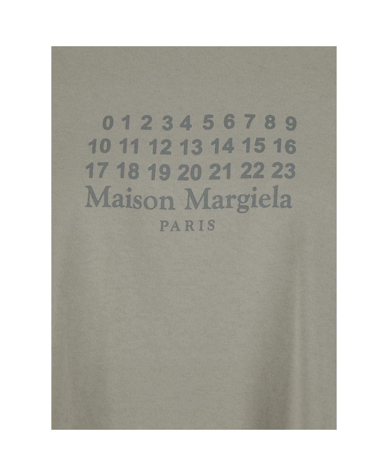 Maison Margiela Grey T-shirt With Crewneck And Long Sleeves And Printed Logo On The Front In Cotton Woman - Grey