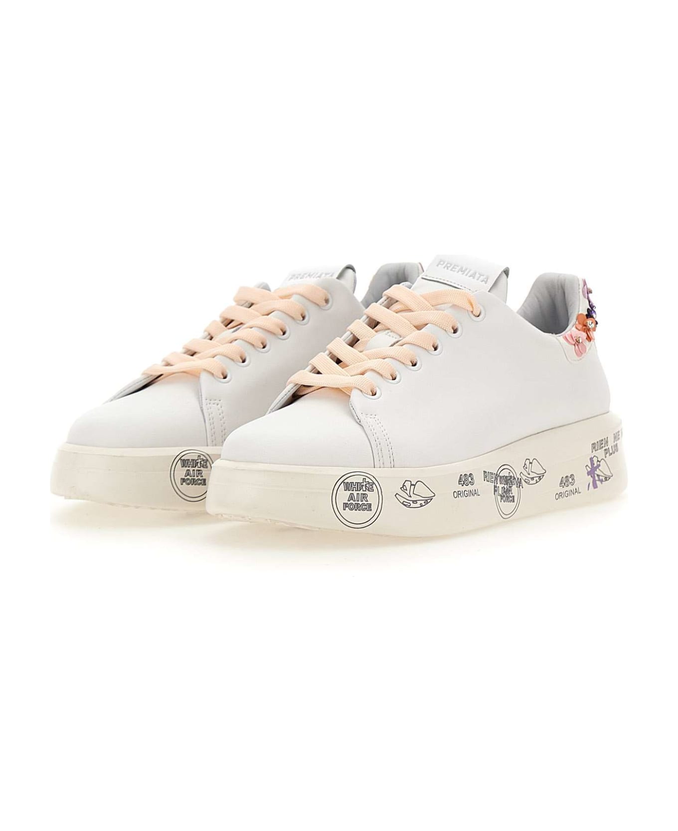 Premiata "belle6709" Leather Sneakers - white/Pink
