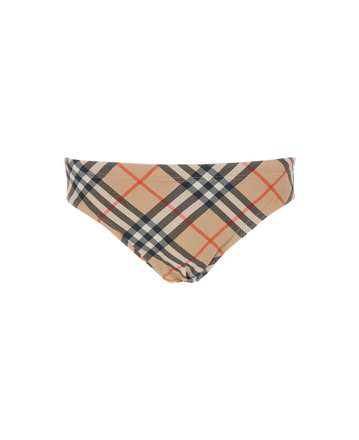 Burberry Beige Speedo With Check Motif In Polyamide Man - Beige