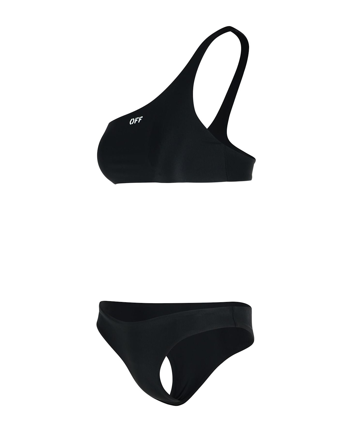 Off-White One-shoulder Bikini Top In Black Polyamide Blend - Black