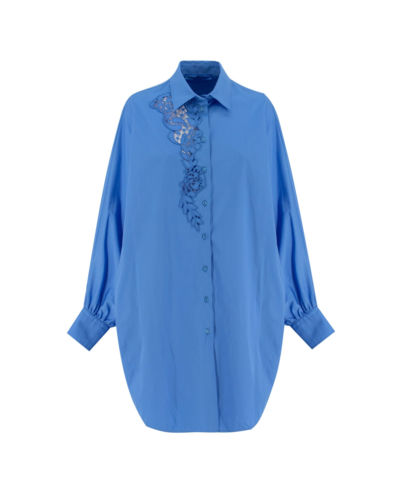 Ermanno Scervino Blue Poplin Oversize Shirt - AZUR BLUE