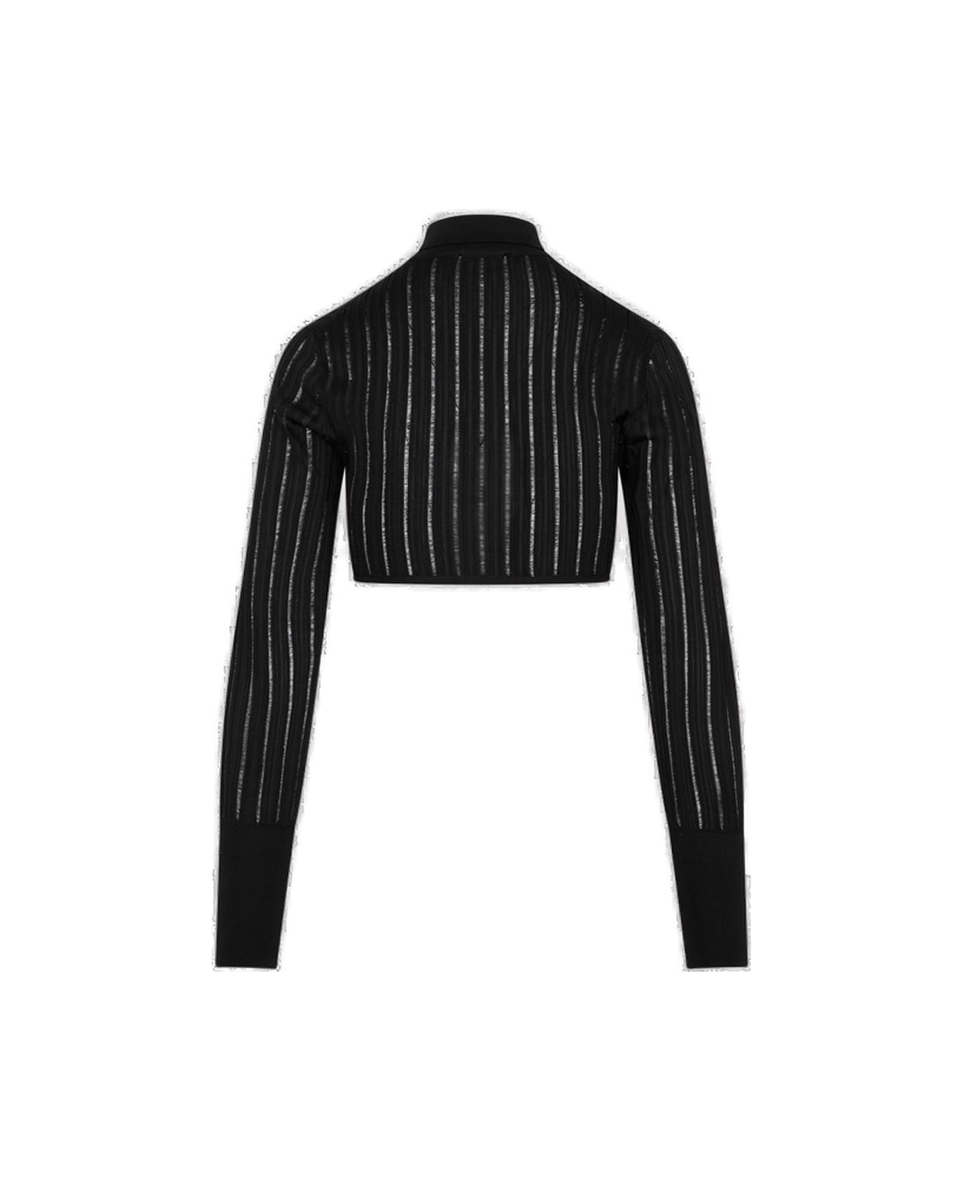 Alaia Long Sleeved Knitted Cropped Cardigan - Noir Alaia