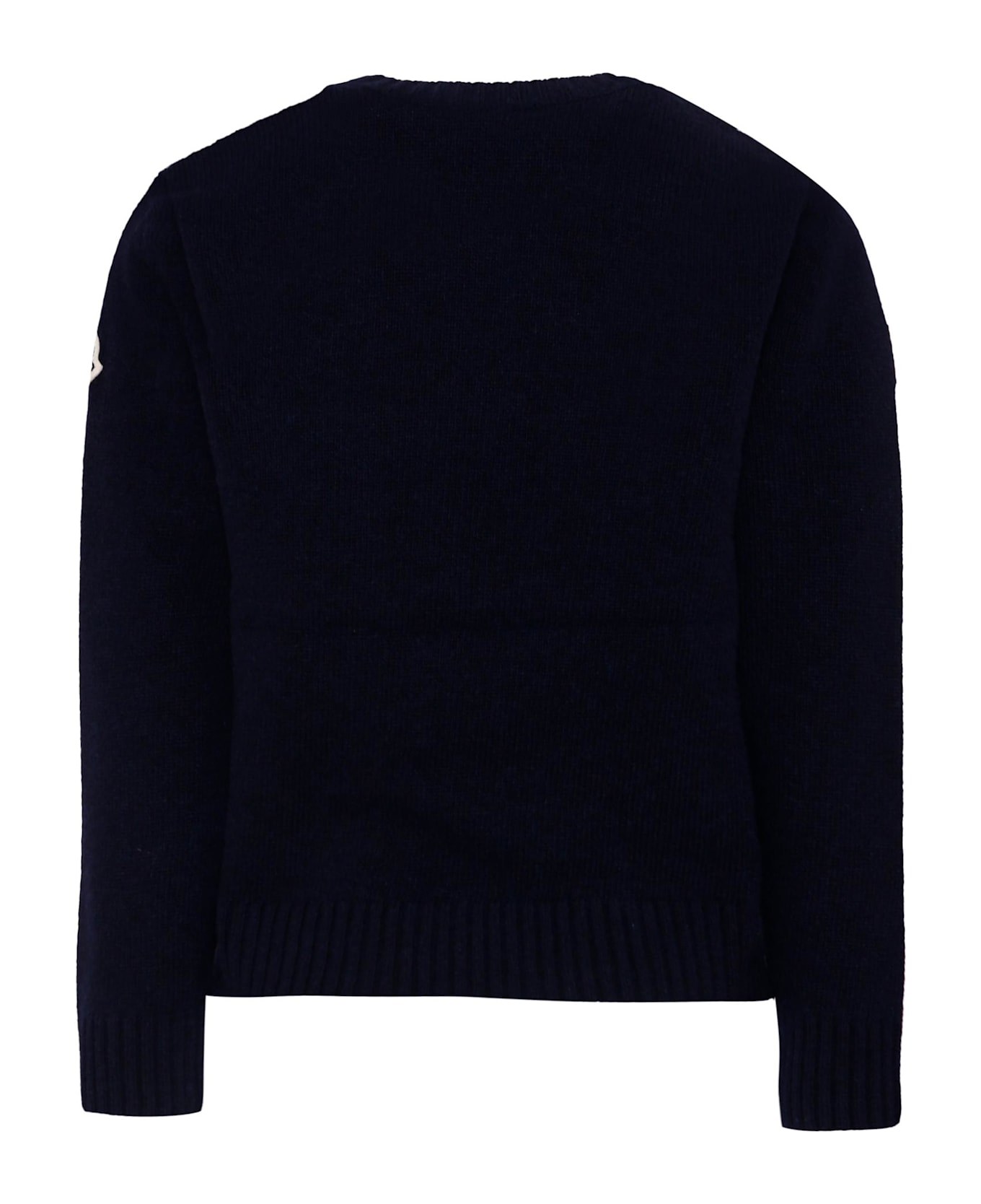 Moncler Blue Sweater For Boy With Logo - Blue