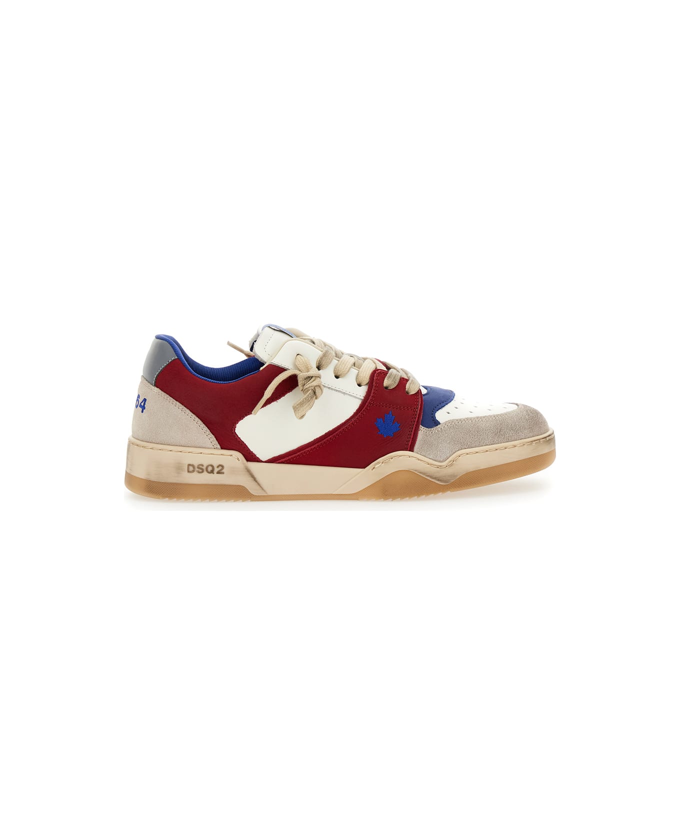 Dsquared2 Red Sneakers With Suede Inserts And Embossed Logo On The Side In Leather Man - Red
