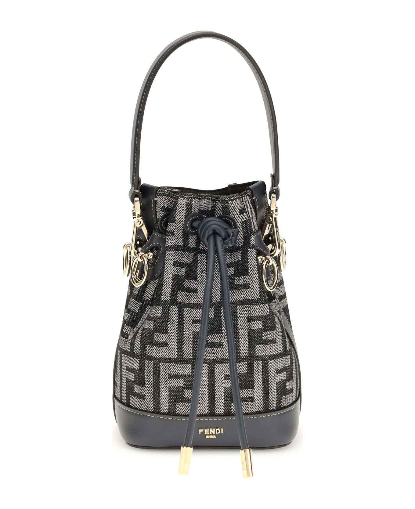 Fendi Mon Tresor Denim-effect Ff Jacquard Mini Bucket Bag