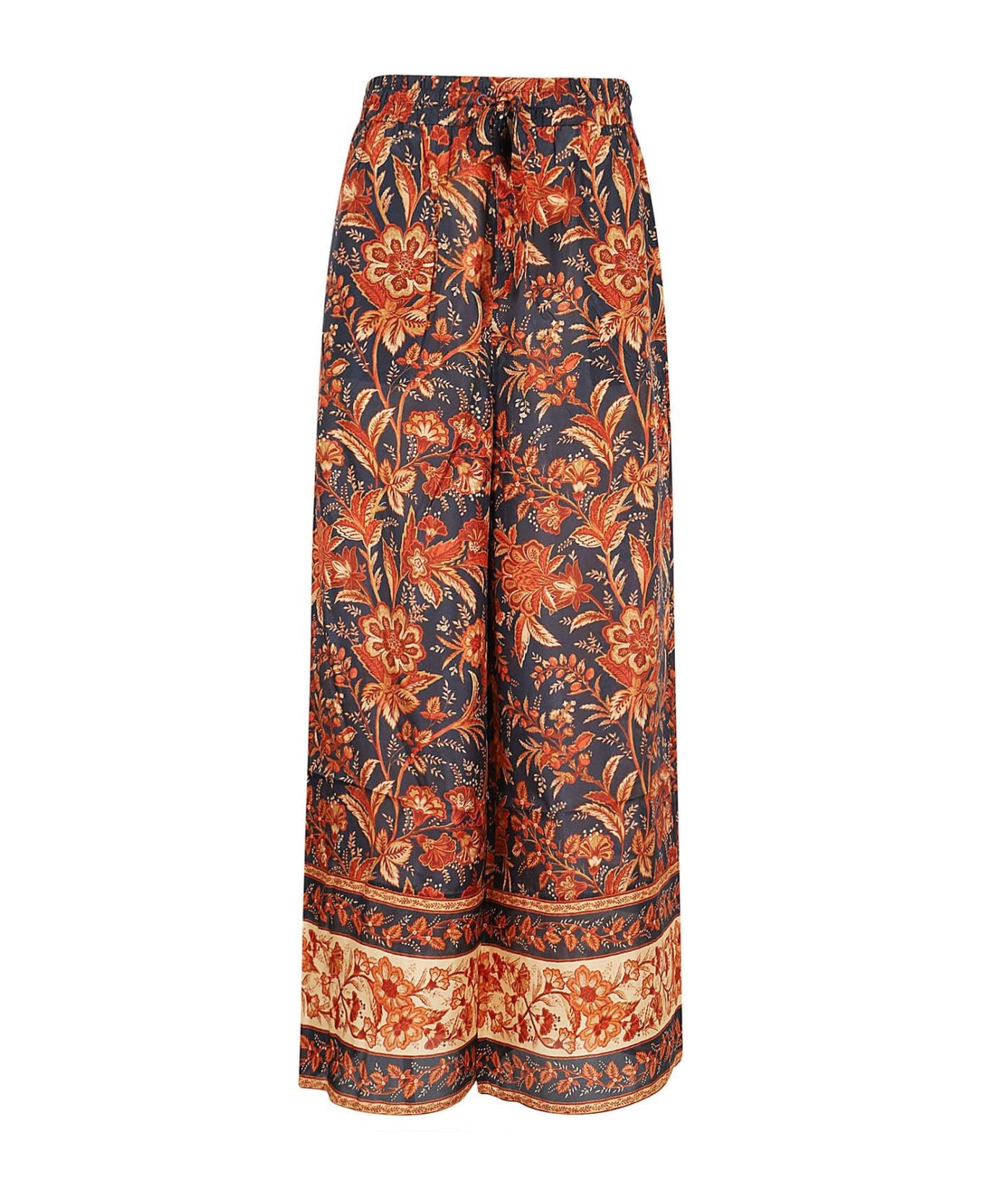 Zimmermann Junie Allover Floral Print Wide-leg Trousers - Dnf Dark Navy Floral