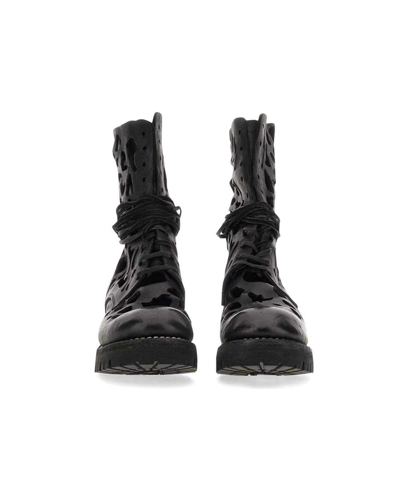 Guidi Ankle Boot With Cut Out Details - BLACK