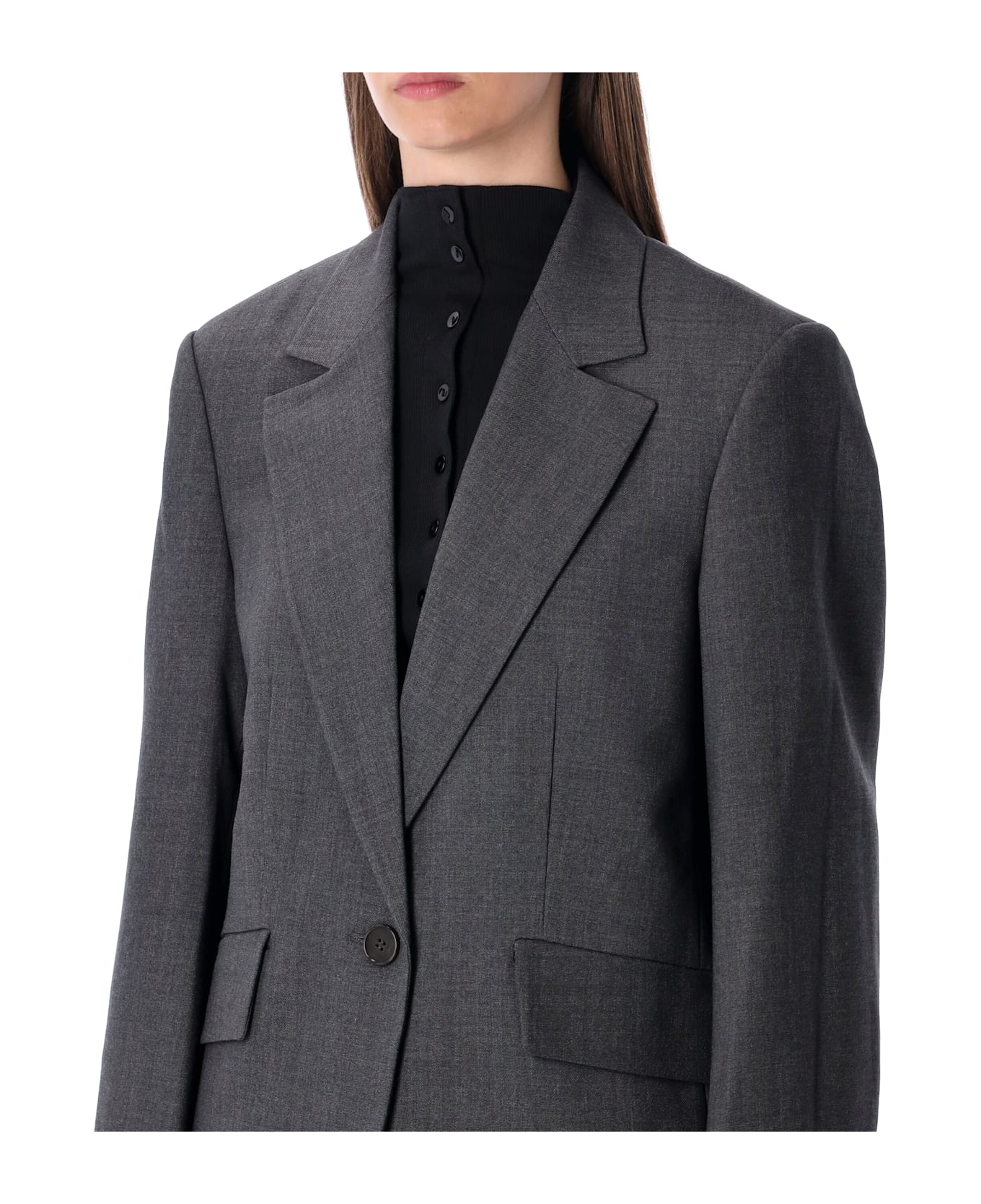 Low Classic Oversized Tailored Classic Blazer - MELANGE GREY