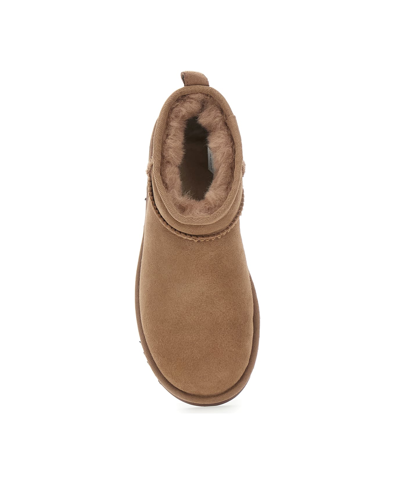 UGG 
ultra Mini
 Brown Ankle Boots With Logo On The Heel In Suede Woman - Brown