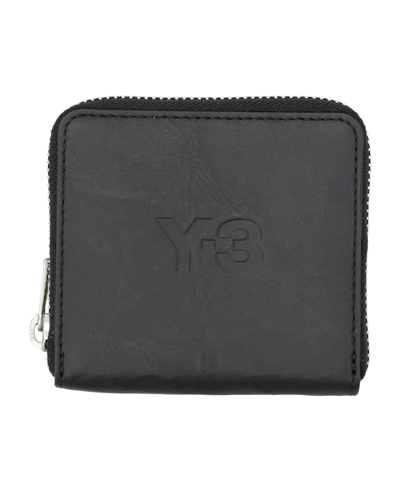 Y-3 All-around Zip Crinkle Leather Wallet - BLACK