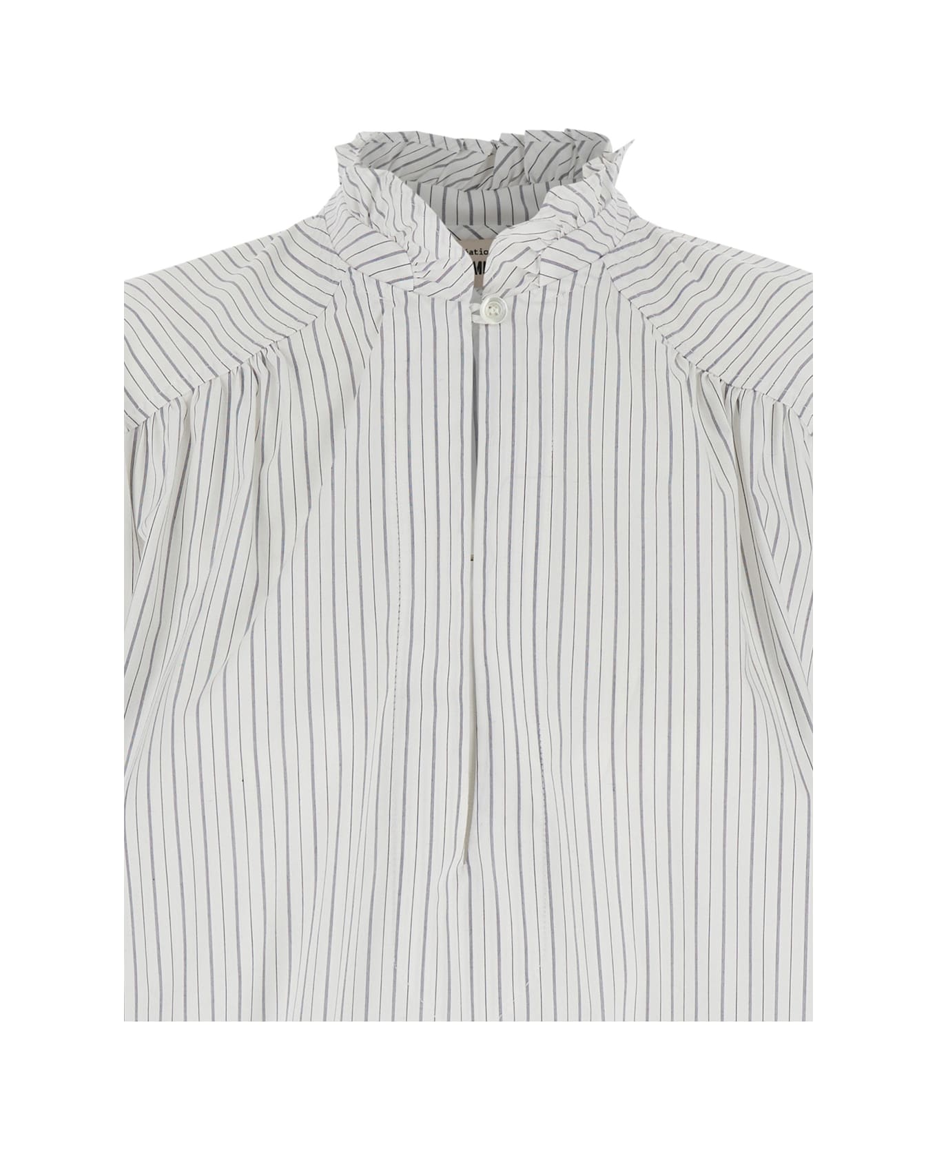 SEMICOUTURE 'fabrizia' White Shirt With Stripe Motif And
