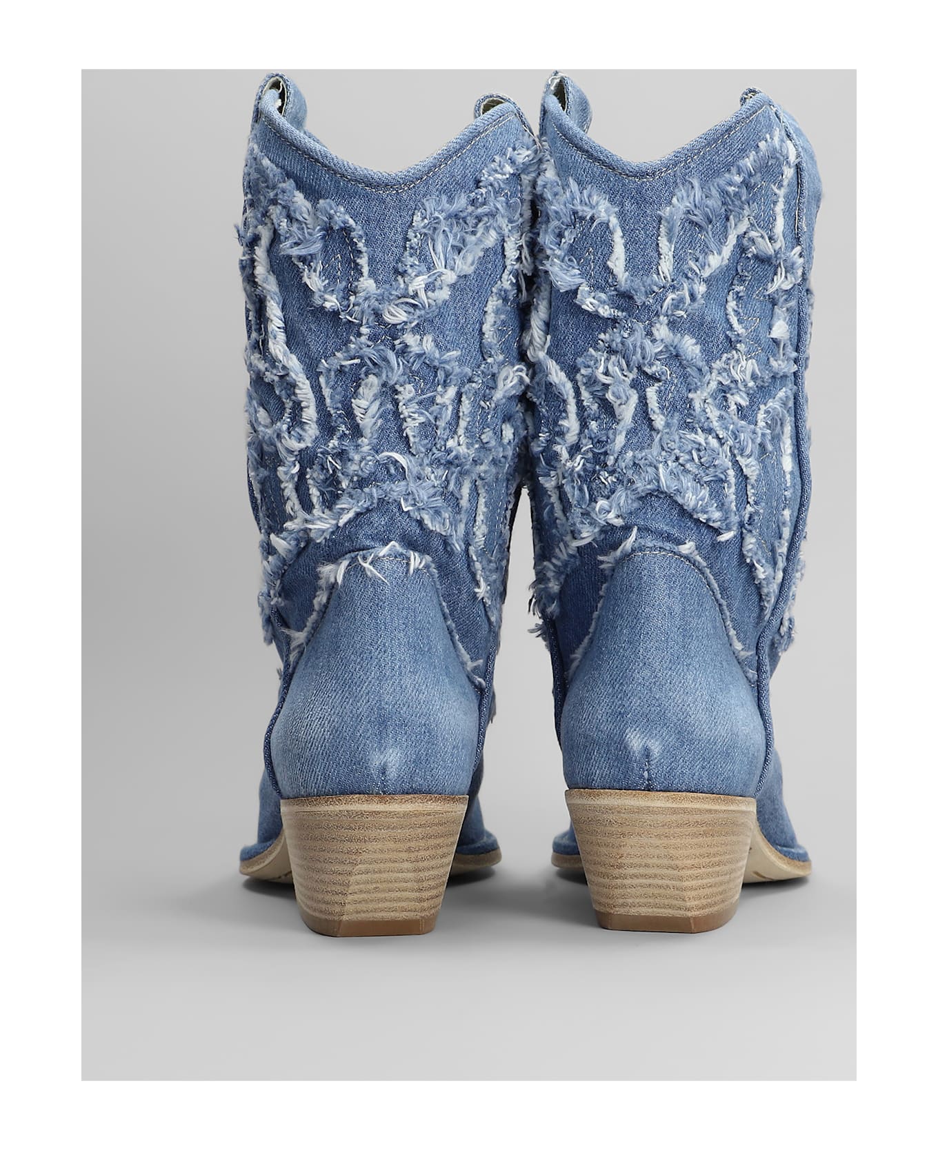 Vic Matié Denim 505 Texan Ankle Boots In Blue Denim - blue
