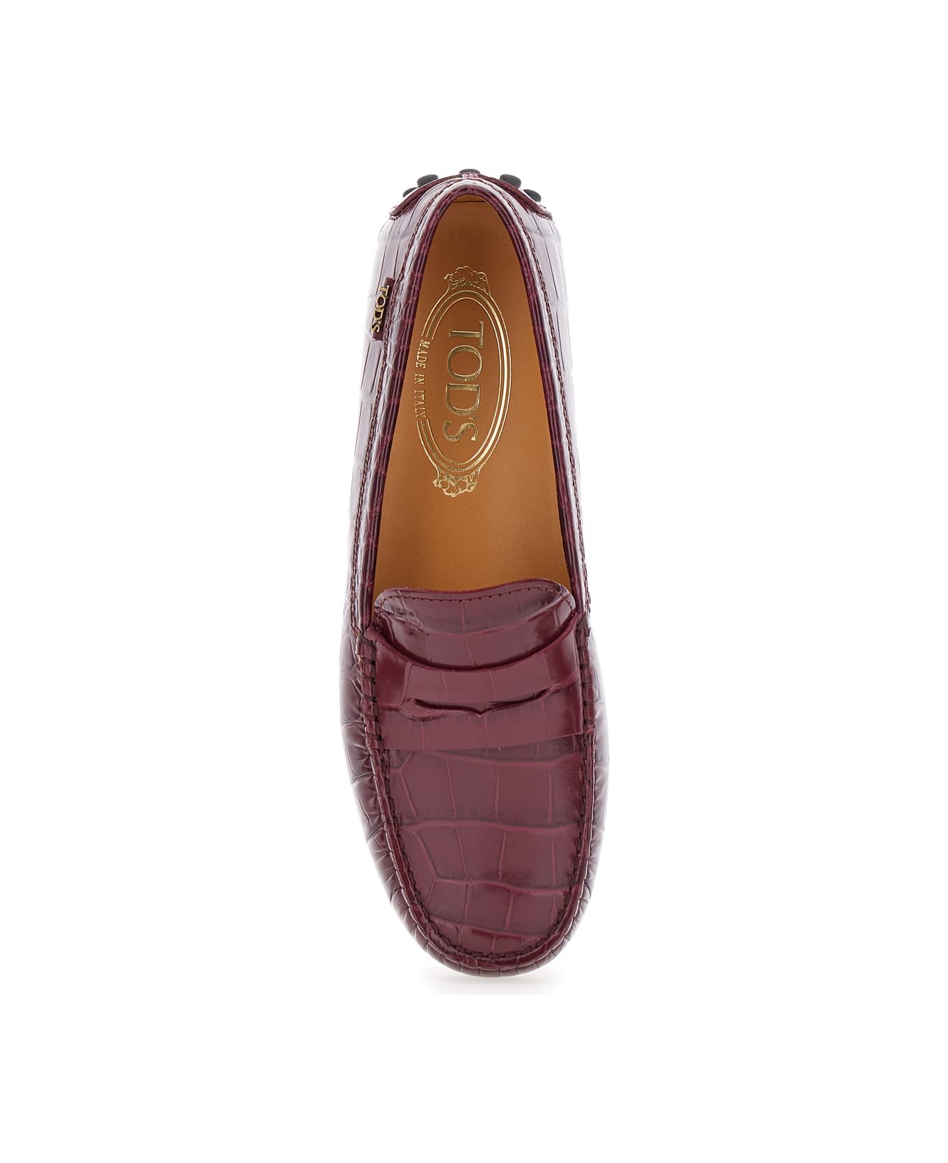 Tod's 'gommino' Bordeaux Driving Shoes With Embossed Logo In Croco Print Leather Woman - Bordeaux