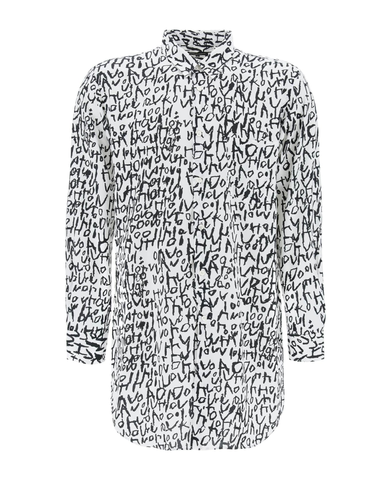 Comme Des Garçons Homme Plus Maxi Shirt With Graphic Print - WHITE BLACK (White)