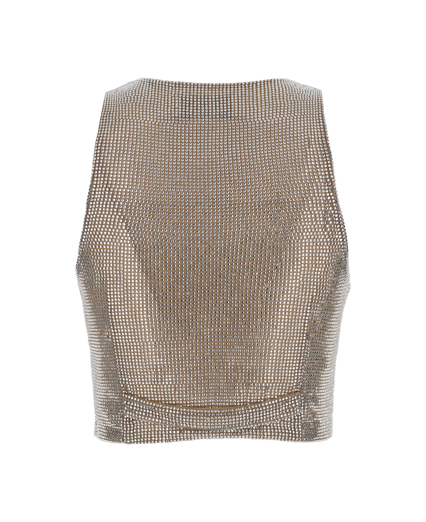 Giuseppe di Morabito Silver/clear Beige V-neck Crop Vest In Technical Fabric Woman - Metallic