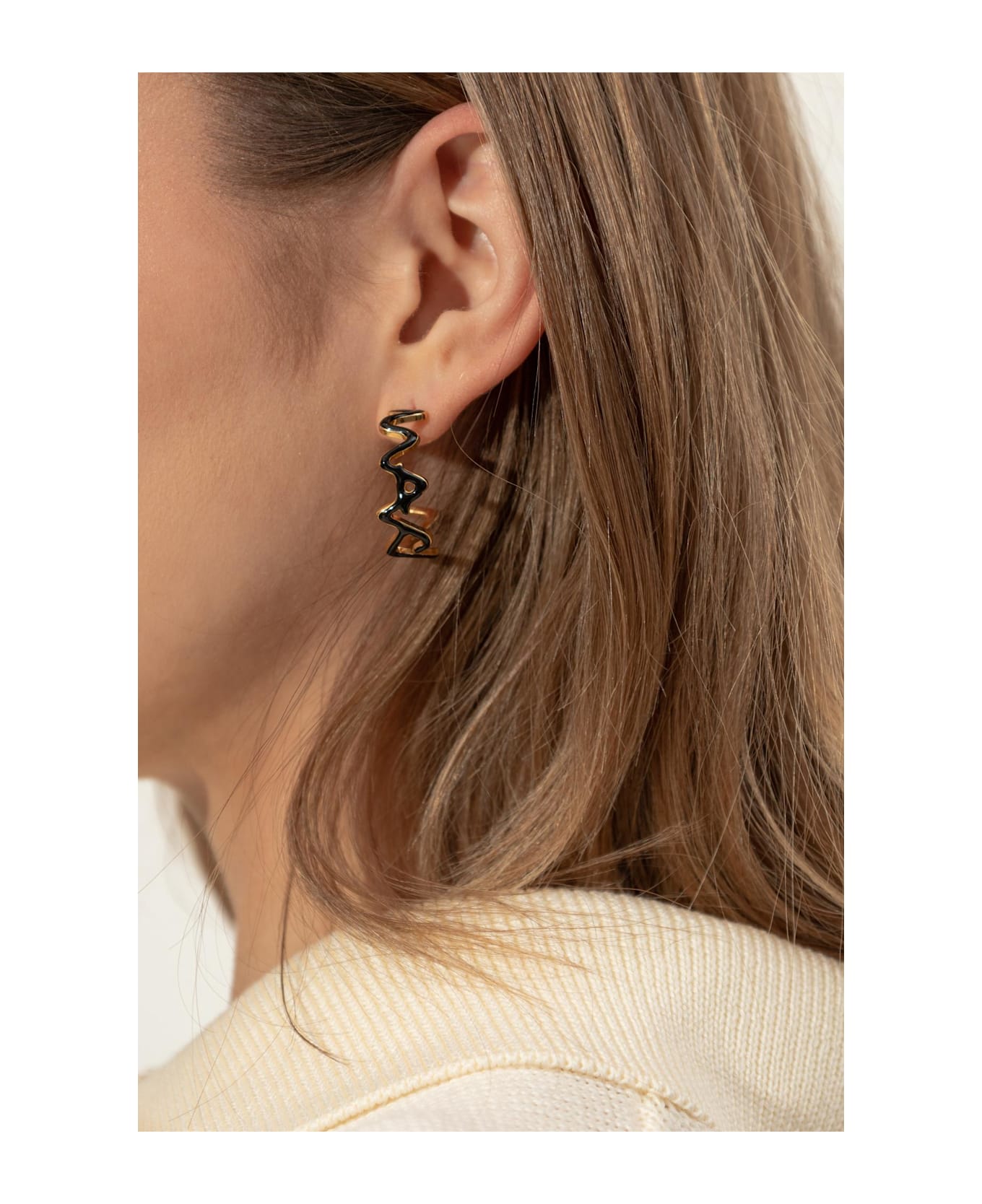 Marni Earrings With Logo - GOLD/BLACK