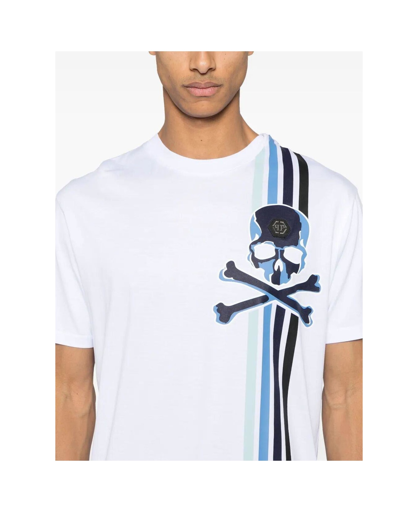 Philipp Plein Skull Stripe T-shirt - WHITE