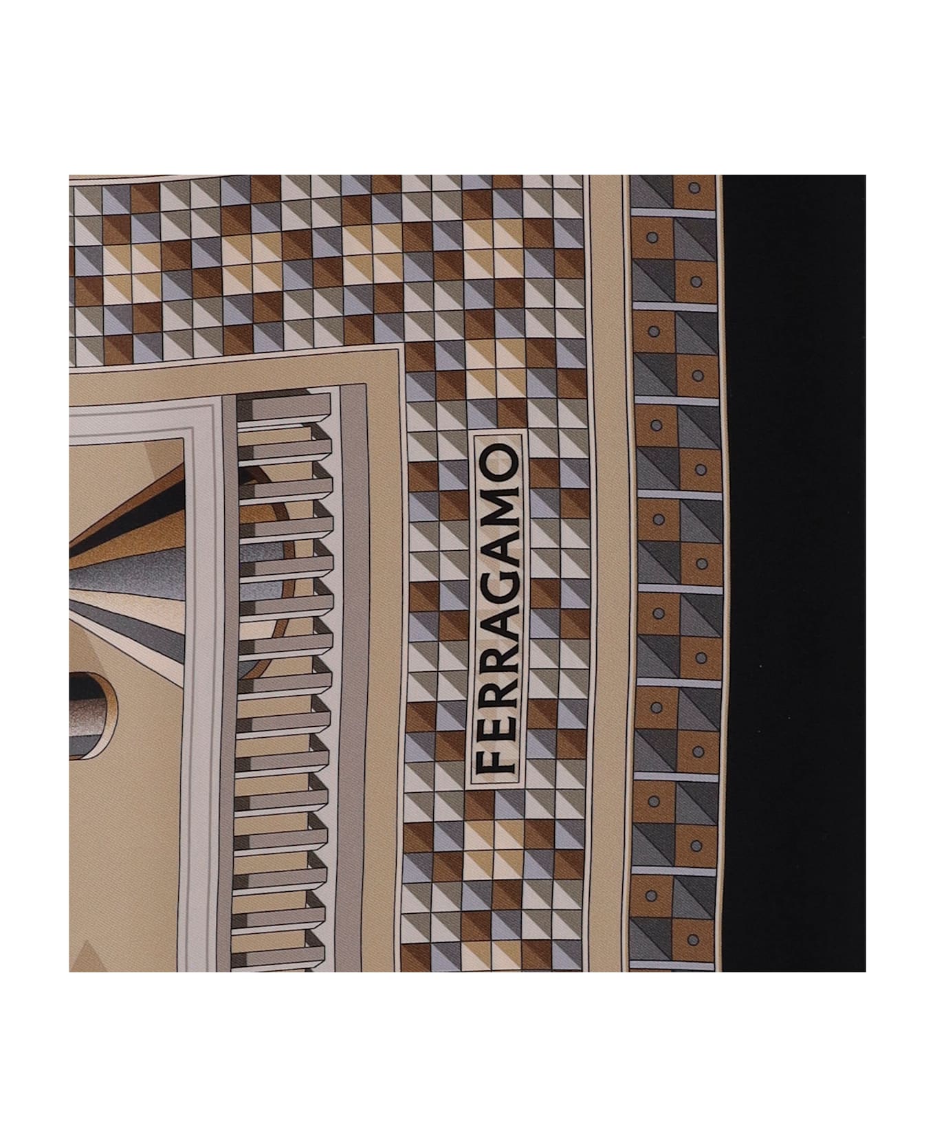 Ferragamo Silk Scarf With Nadir Print - Beige スカーフ＆ストール