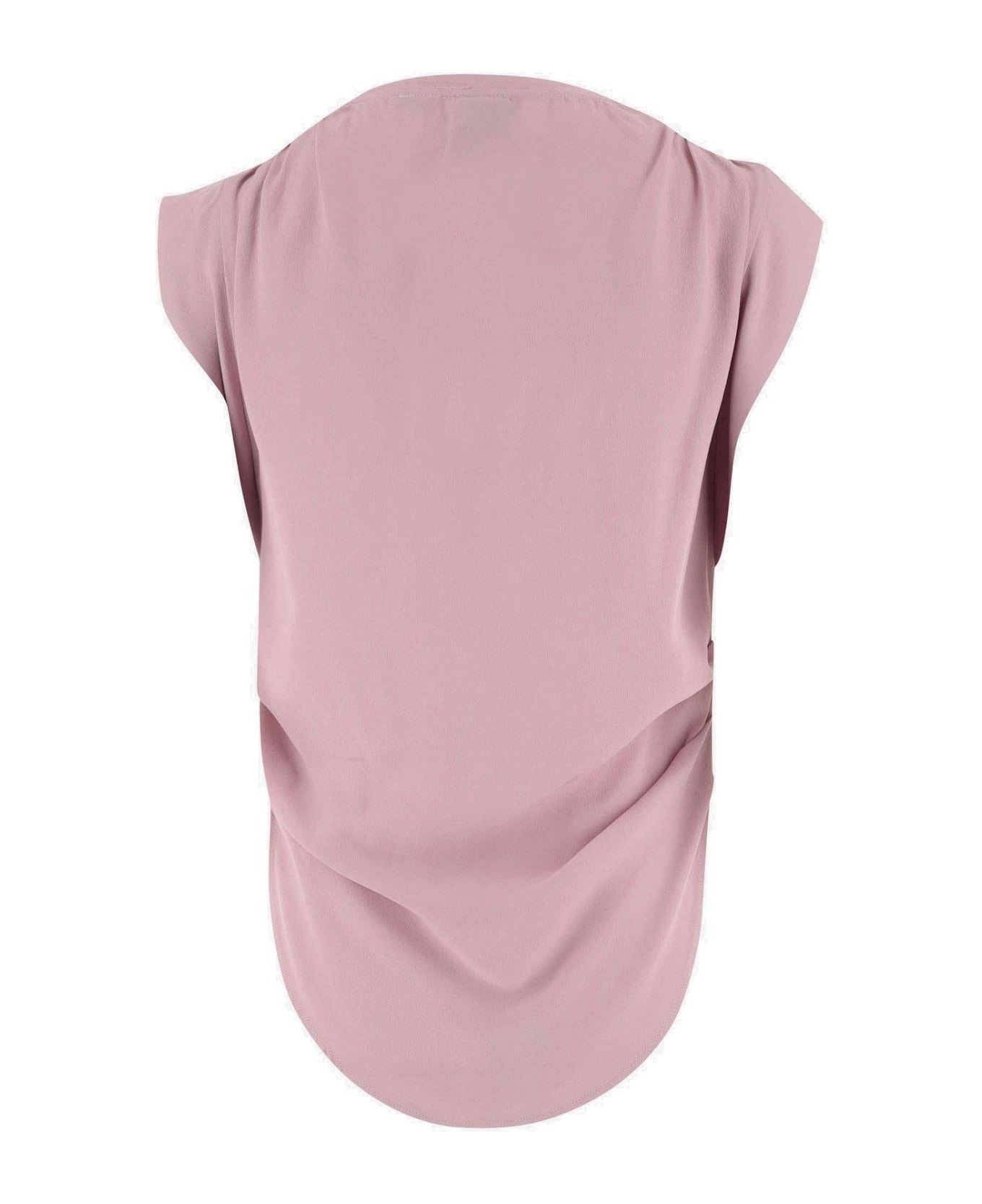 Pinko V-neck Curved Hem T-shirt - Pink ベスト
