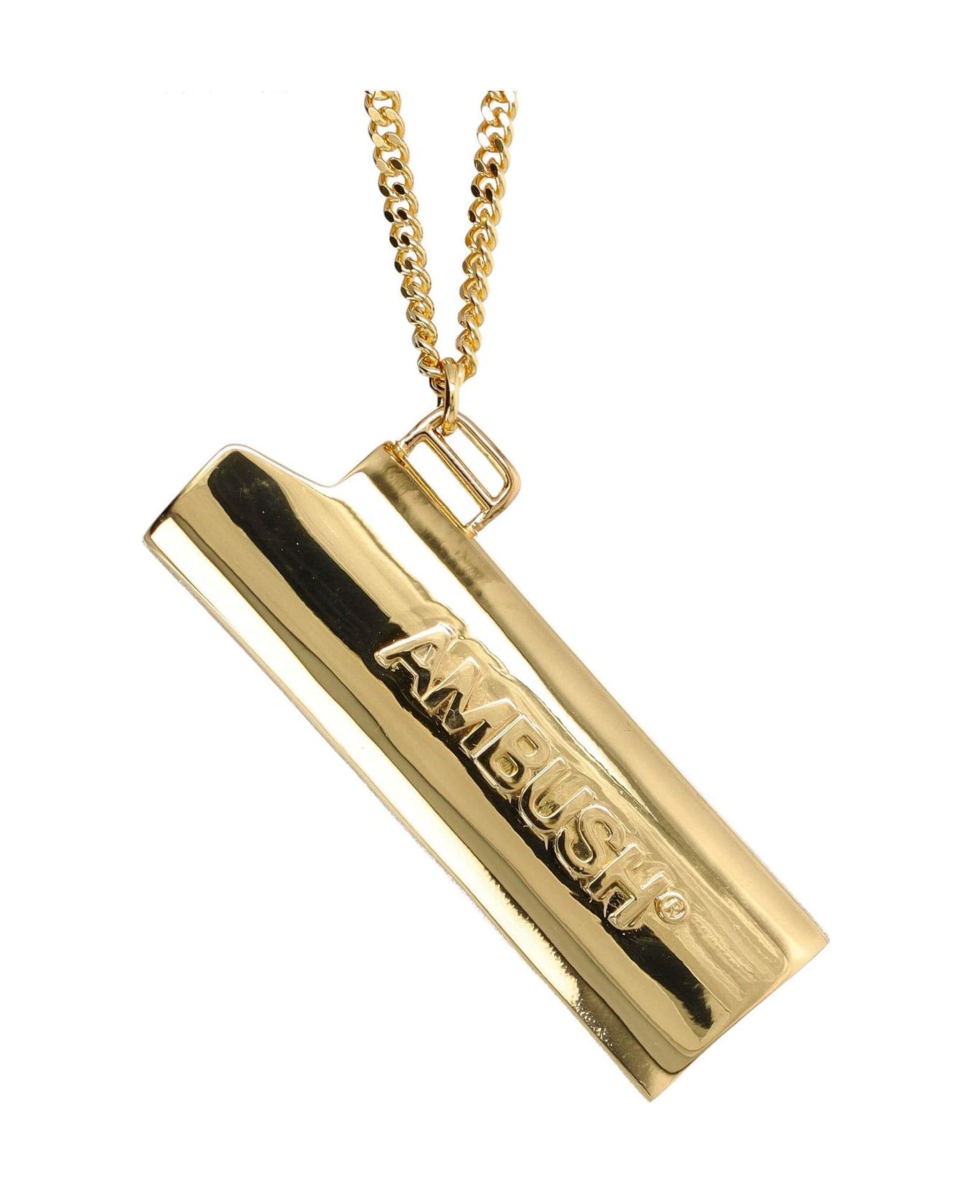 AMBUSH Logo Embossed Lighter Case Necklace - Golden