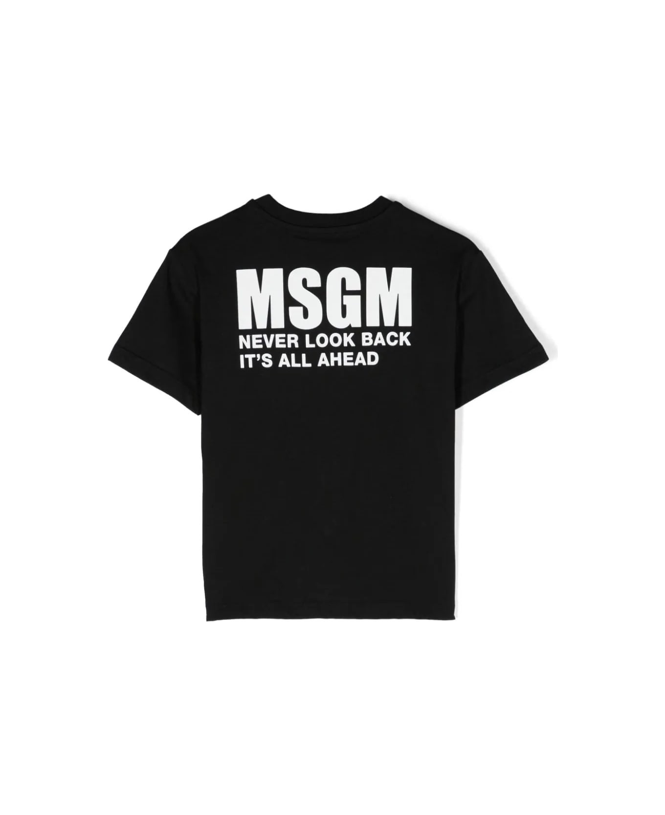 MSGM Black T-shirt With Front And Back Logo - Nero Tシャツ＆ポロシャツ