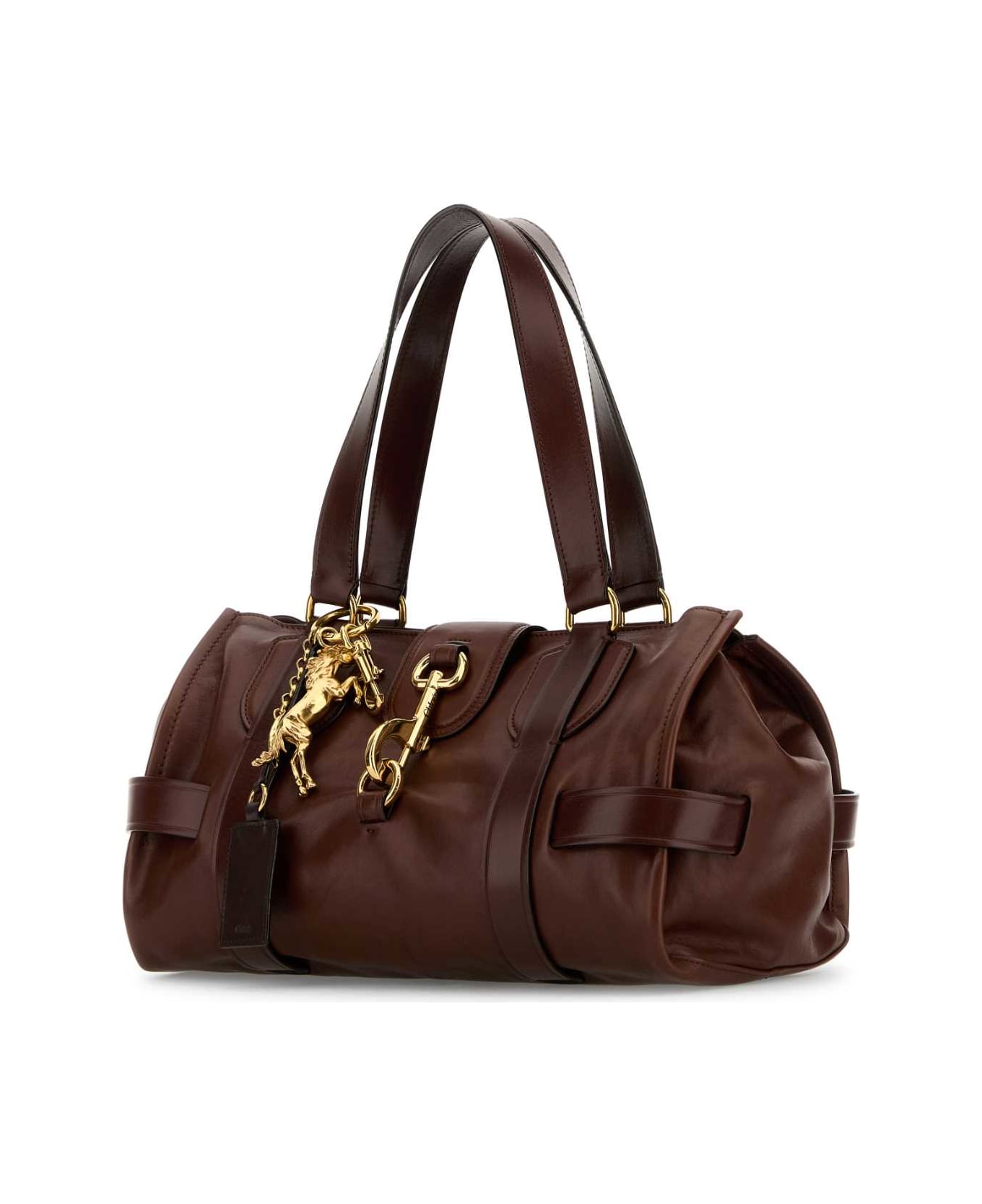 Chloé Brown Leather Kerala 25 Shopping Bag - DARKEBONY