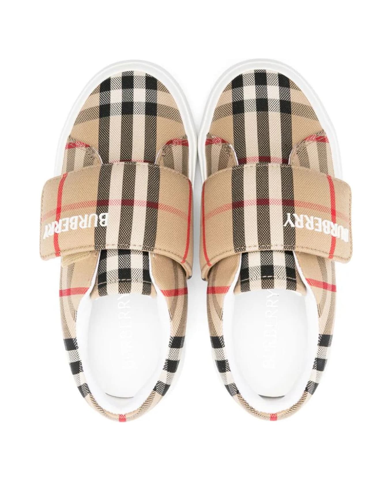 Burberry Beige Touch-strap Trainers - Archive Beige Ip Chk