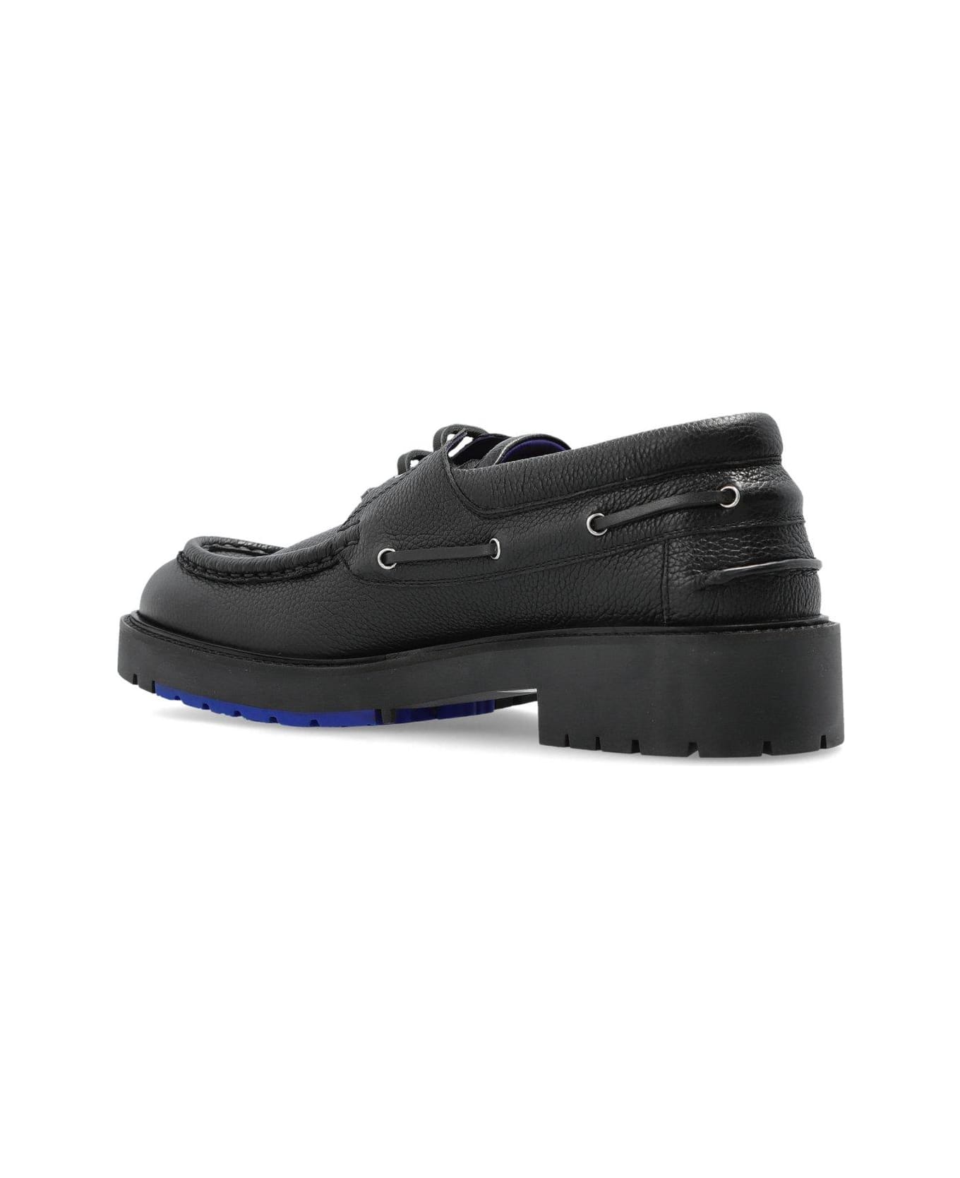 Burberry Raft Lace-up Boat Shoes - BLACK