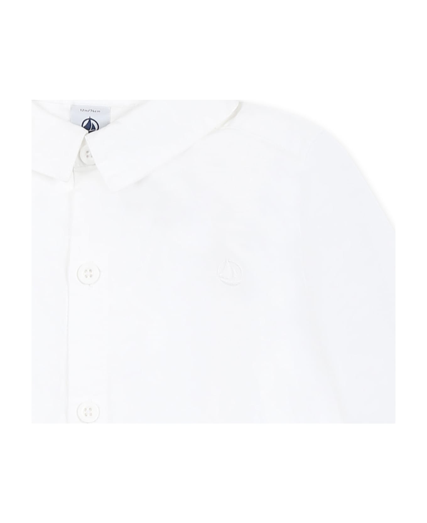 Petit Bateau White Shirt For Baby Boy With Logo - White