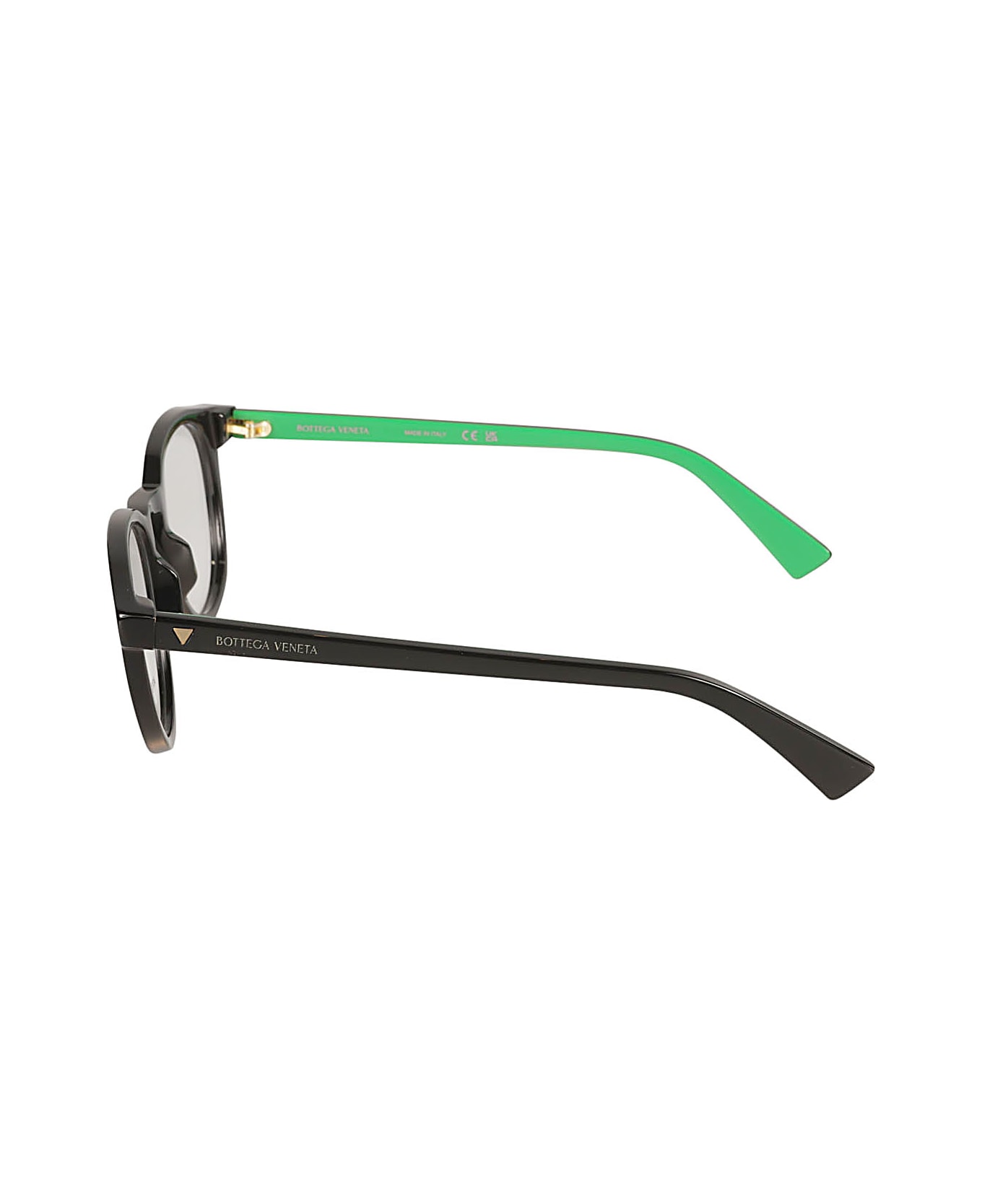Bottega Veneta Eyewear Classic Round Frame Glasses - Black/Transparent アイウェア