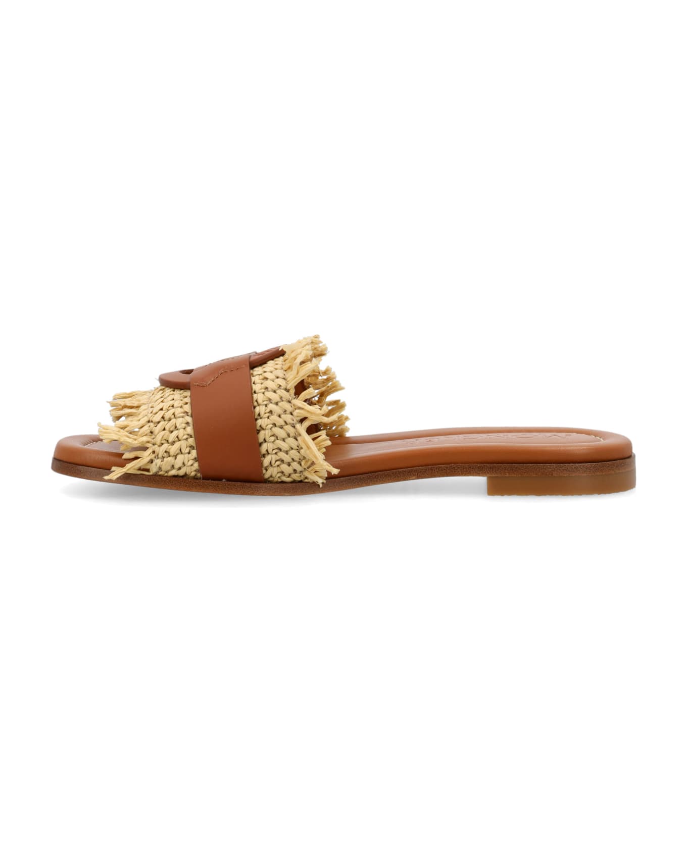 Moncler Raffia And Leather Bell Slides - Brown サンダル